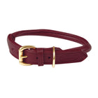 WeatherBeeta Dog Collar Rolled Leather Maroon Red