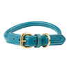 WeatherBeeta Dog Collar Rolled Leather Teal