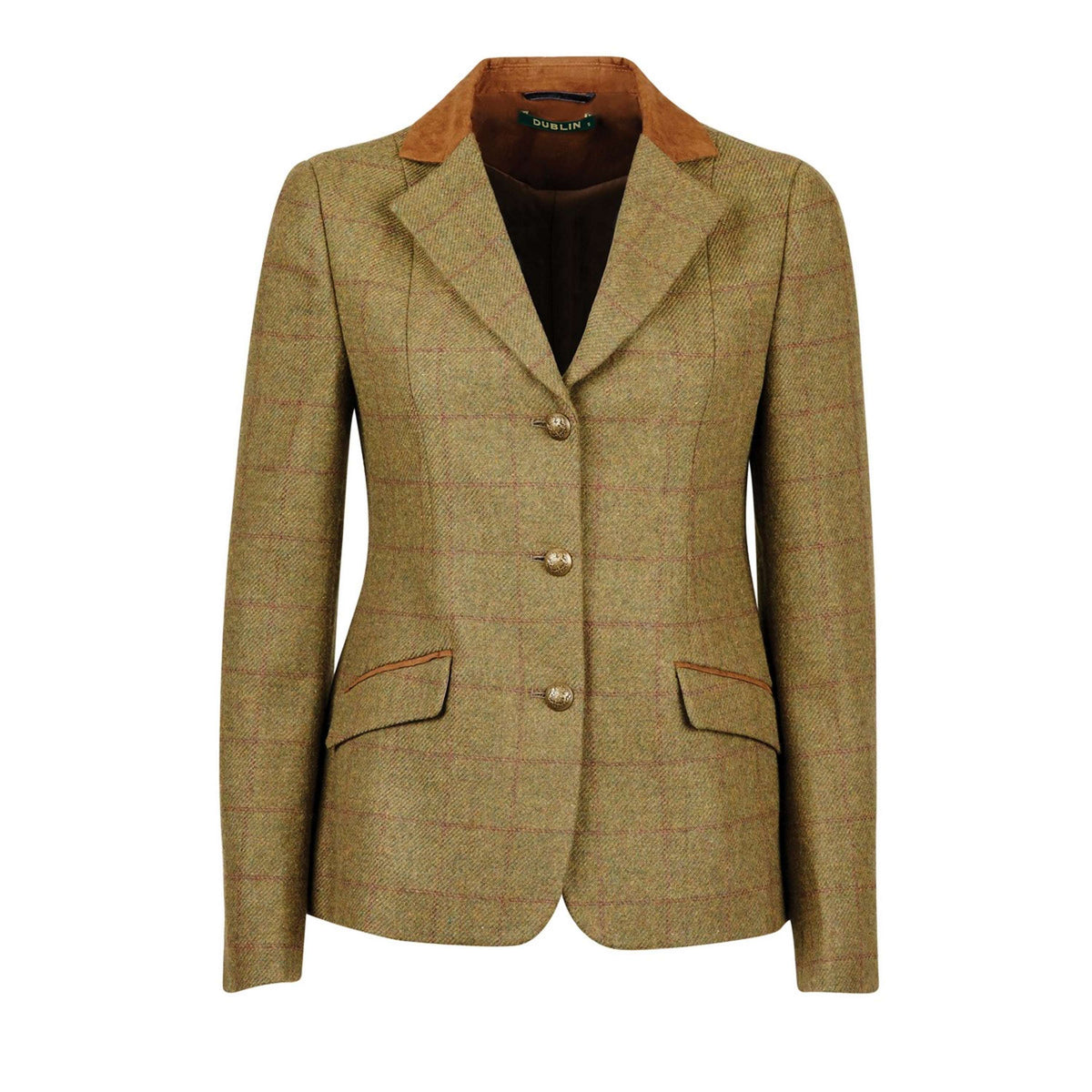 Dublin Competition Jacket Albany Tweed Suede Collar Tailored Kids Brown Green