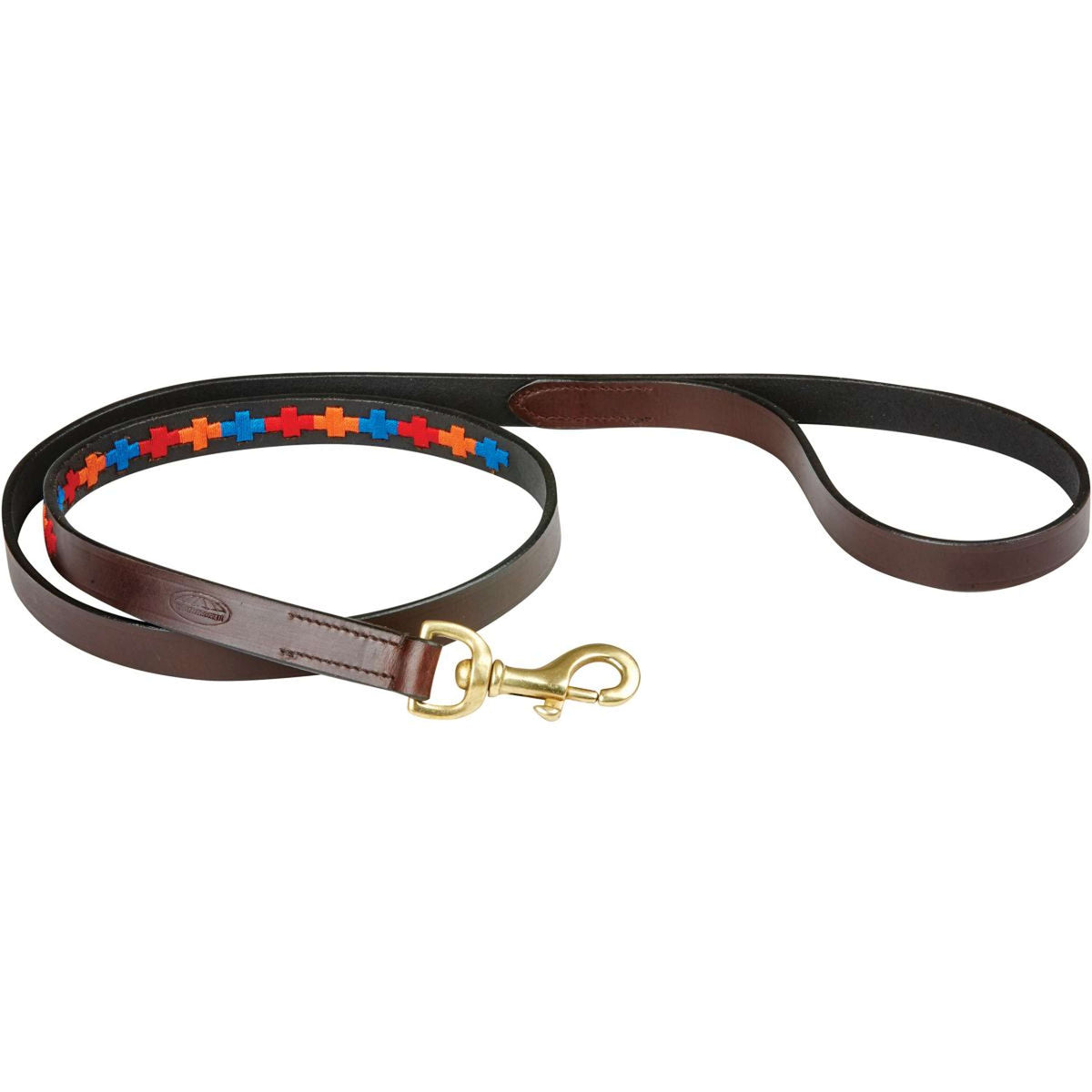 Weatherbeeta Dog Leash Polo Leather Beaufort Brown/Red/Orange/Blue