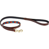 Weatherbeeta Dog Leash Polo Leather Beaufort Brown/Red/Orange/Blue