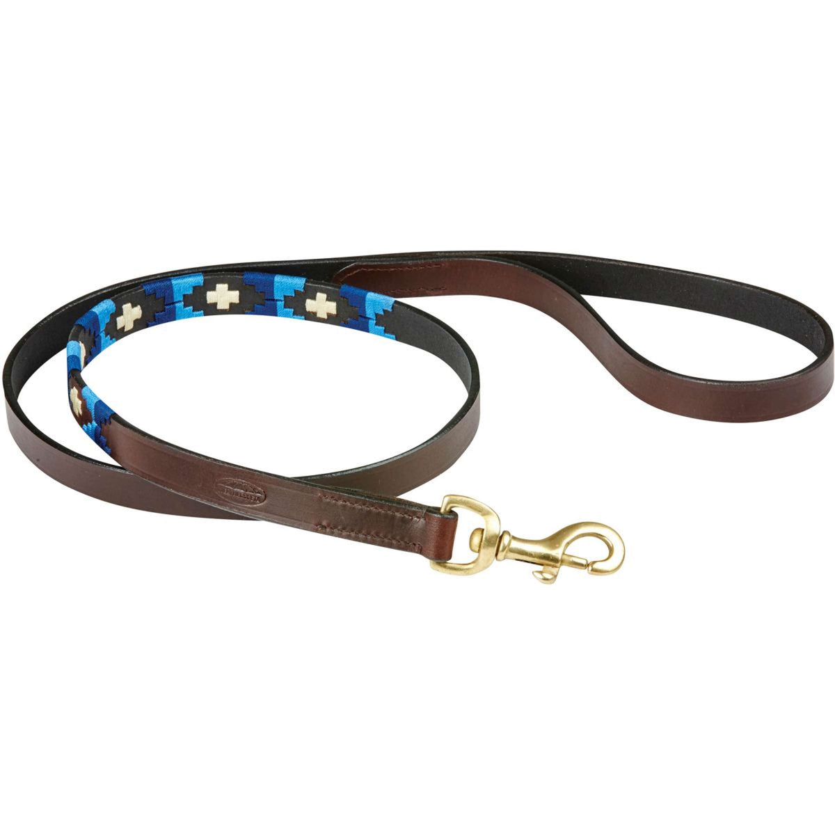 Weatherbeeta Dog Leash Polo Leather Cowdray Brown/Blue/Blue