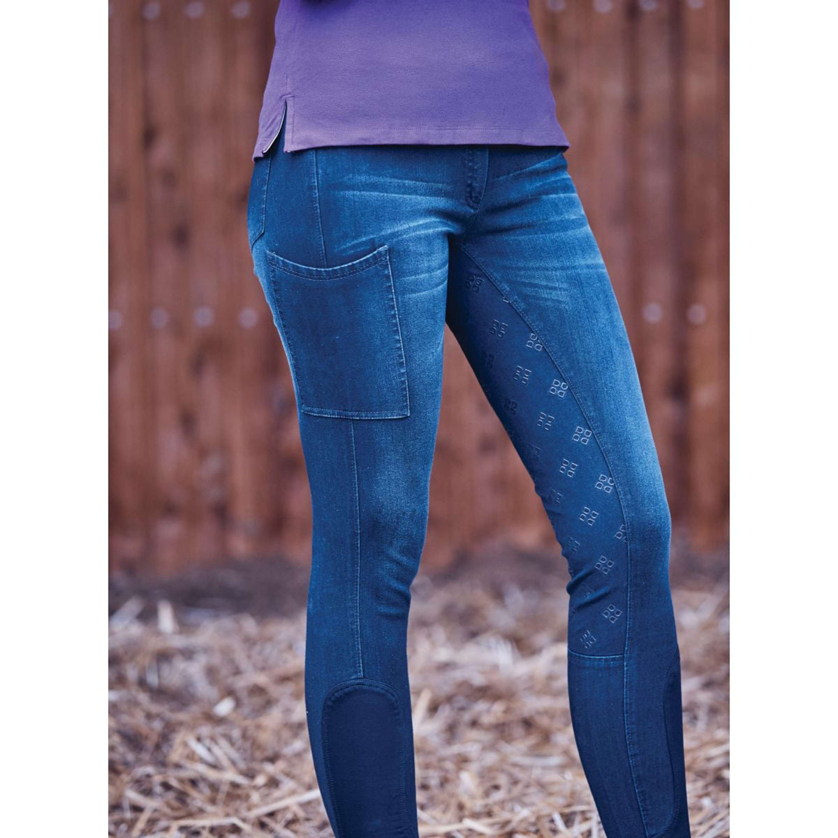 Dublin Breeches Shona Full Grip Denim Print Silicon Light Blue Denim