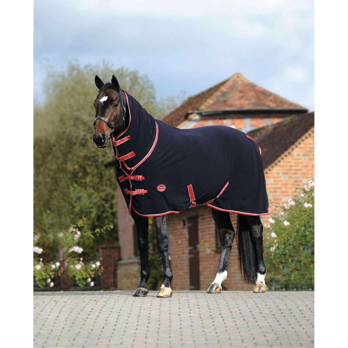 Weatherbeeta Sweat Rug Cooler Combo Neck Fleece Navy/red/white