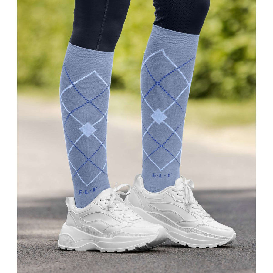 ELT Riding Socks Argyle Blue Grey