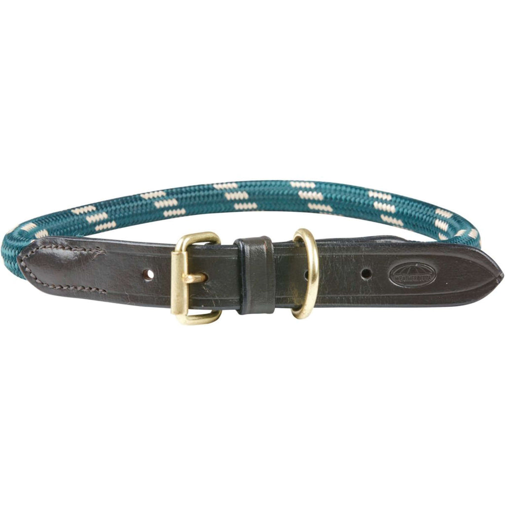 WeatherBeeta Dog Collar Rope Leather Hunter Green/Brown