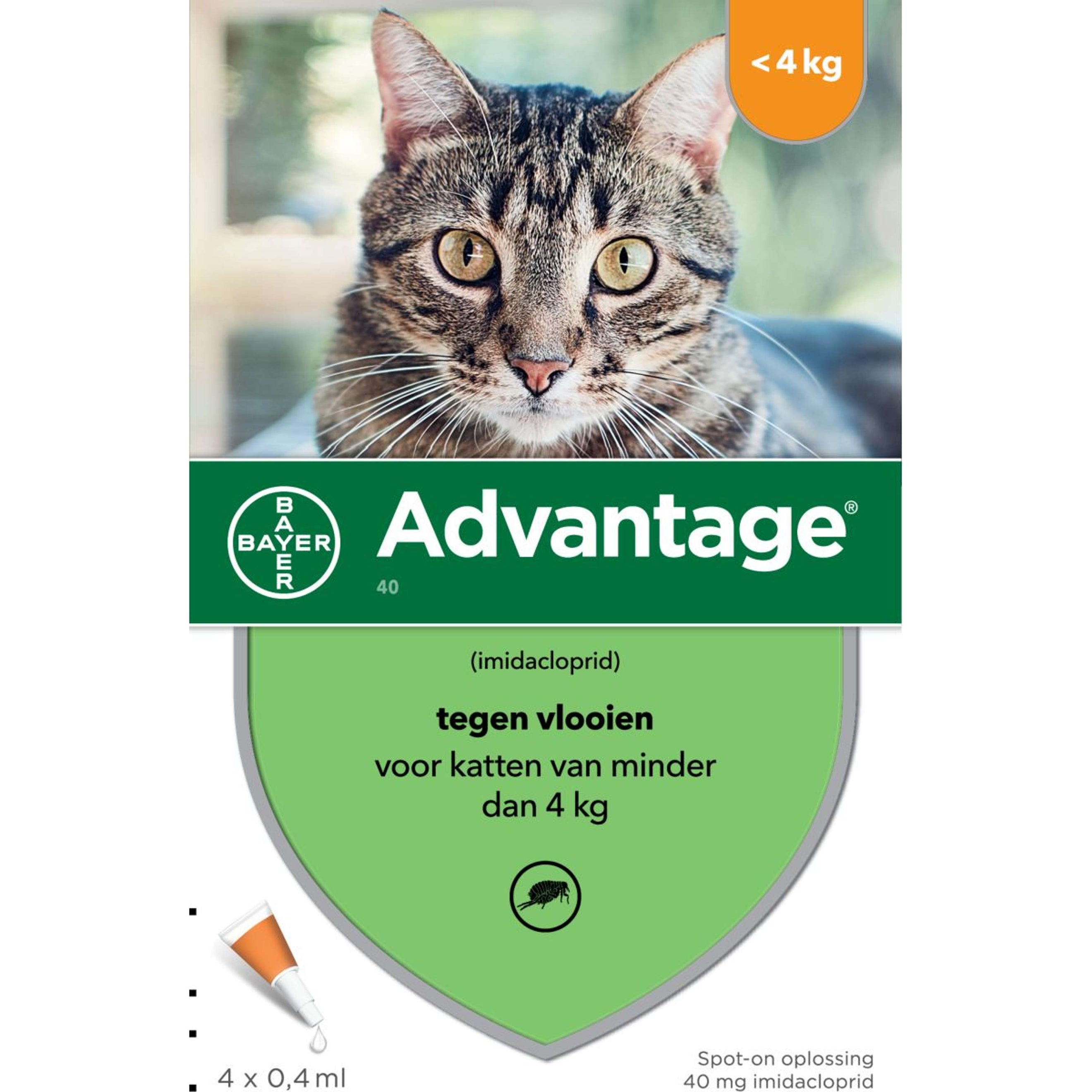 Advantage Advantage 40 Spot-On Cat <4kg 4 Pipettes