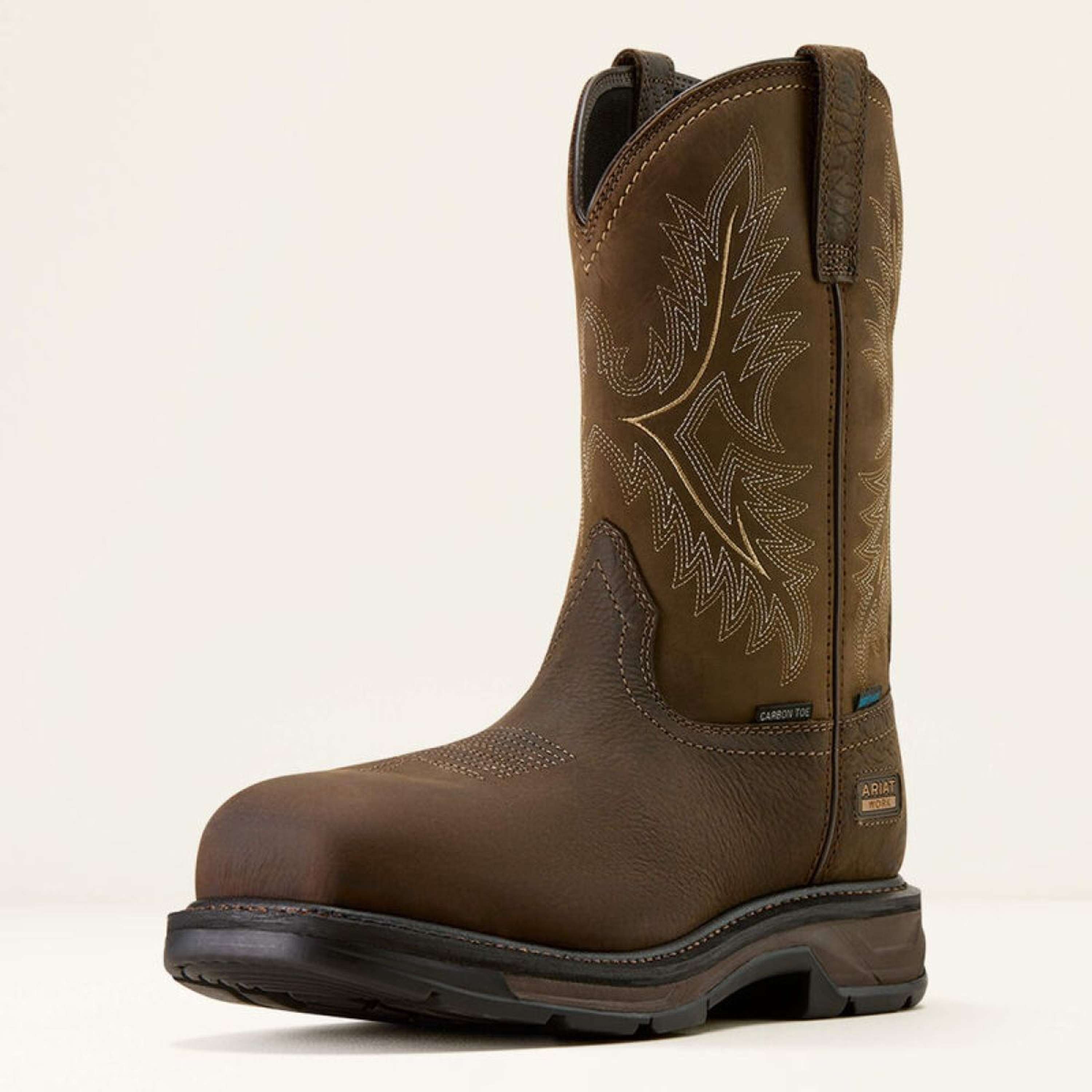 Ariat Western Boots WorkHog XT Waterproof Wide Square Carbon Toe Men Brown/Mocha