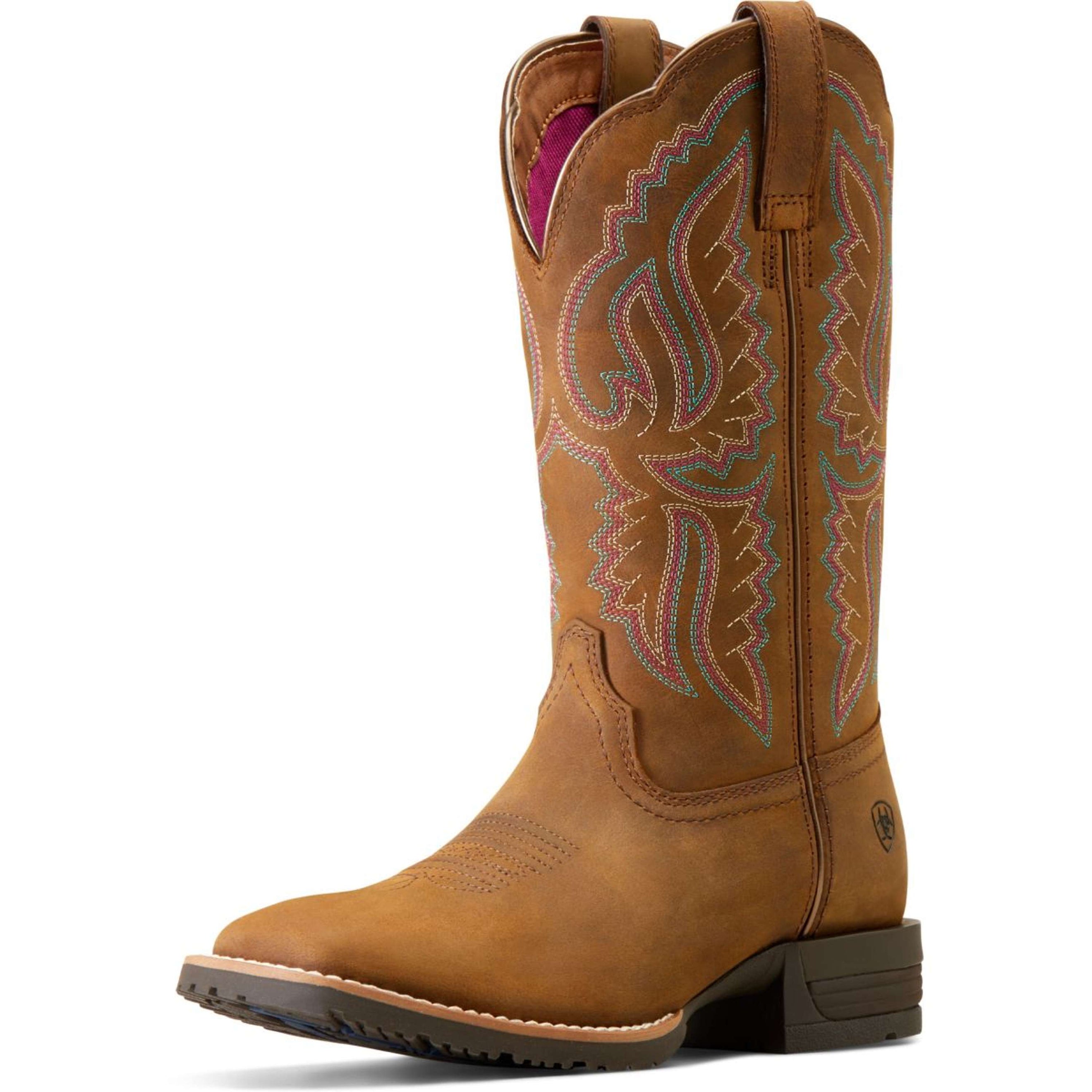 Ariat Western Boots Hybrid Ranchwork Women Distressed Tan