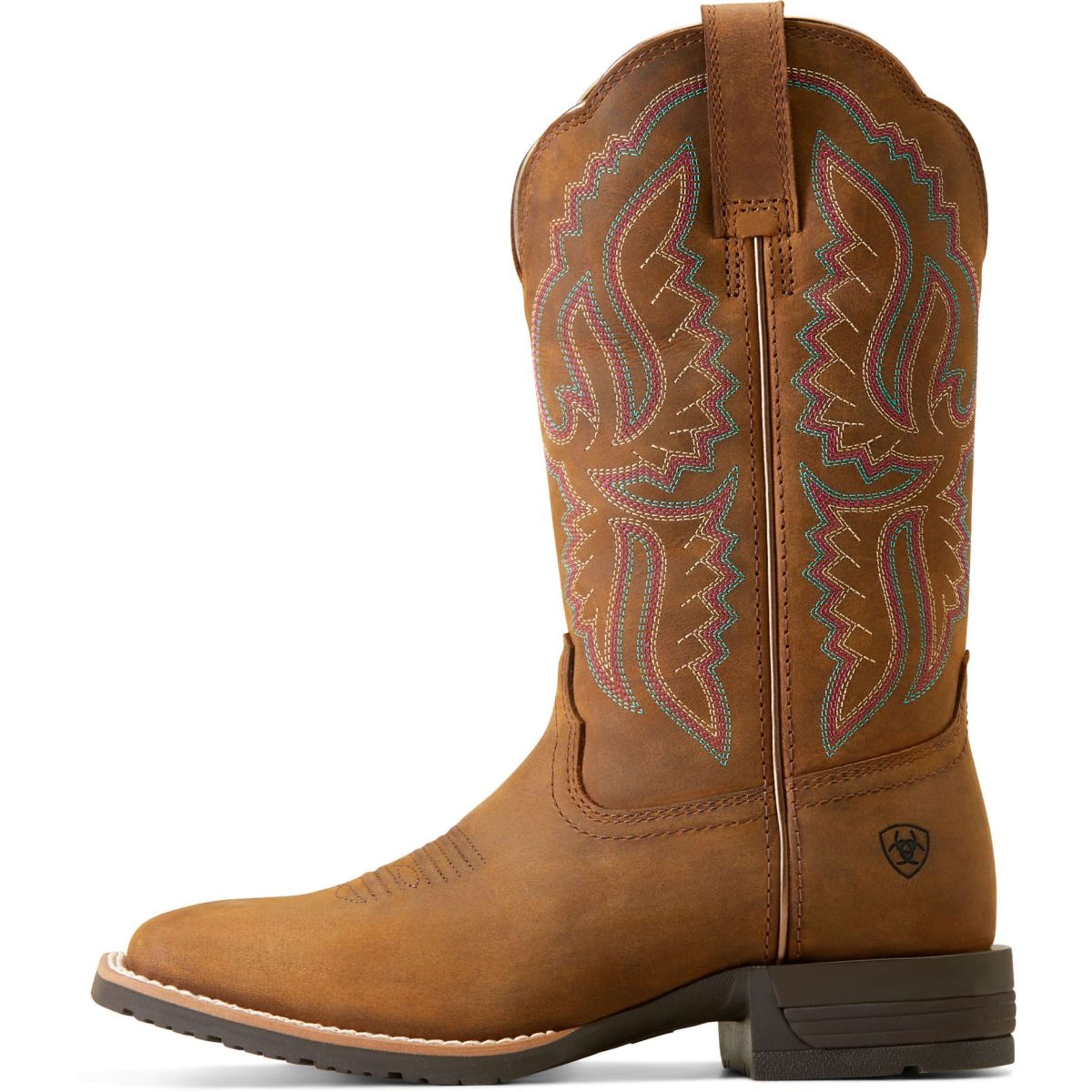 Ariat Western Boots Hybrid Ranchwork Women Distressed Tan