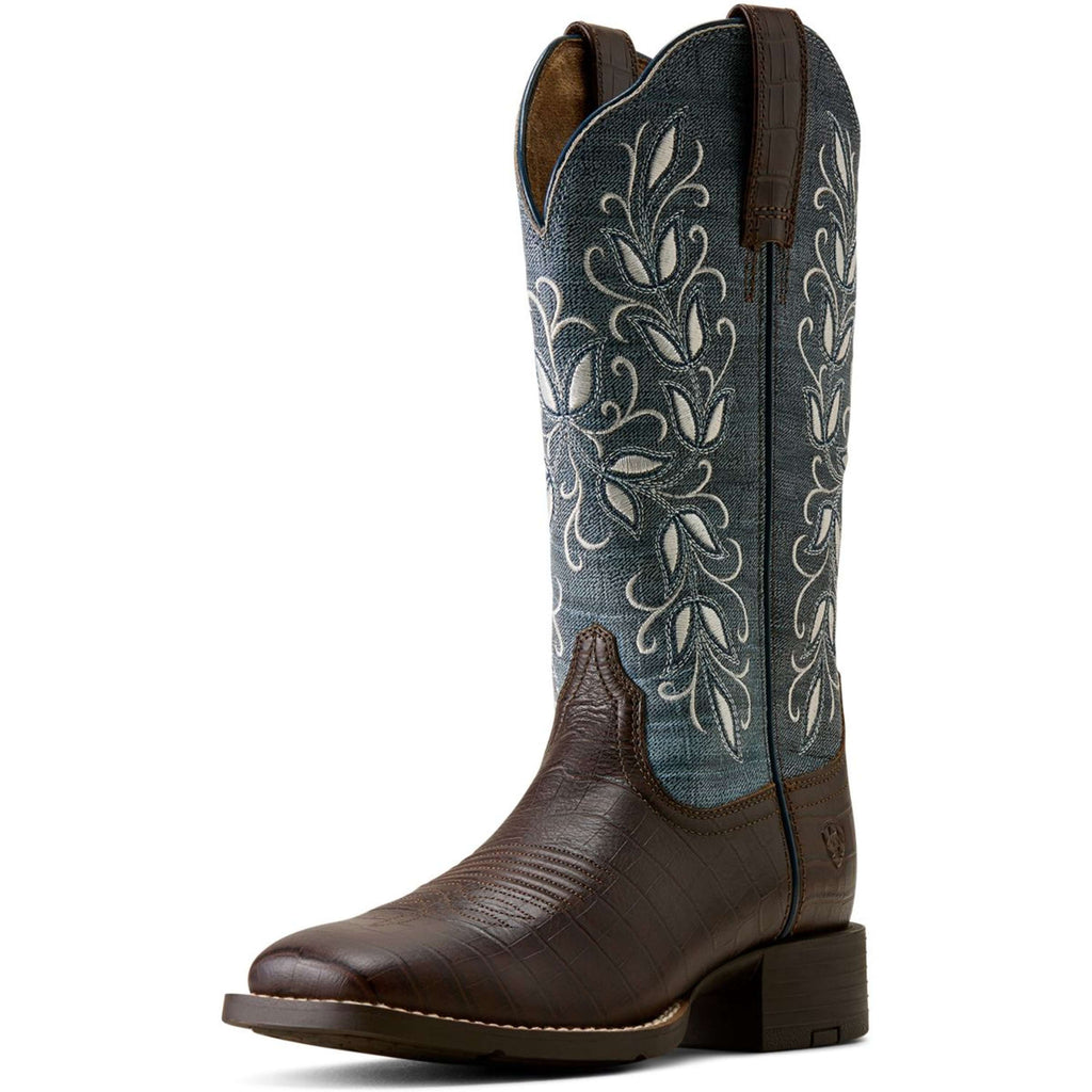 Ariat Western Boots Round Up Holly Women Chocolate Croc