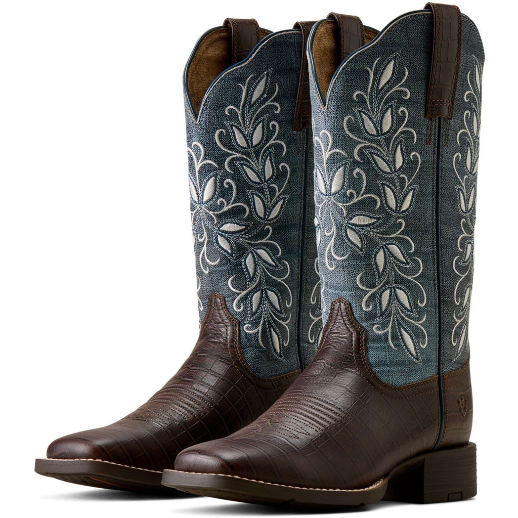 Ariat Western Boots Round Up Holly Women Chocolate Croc