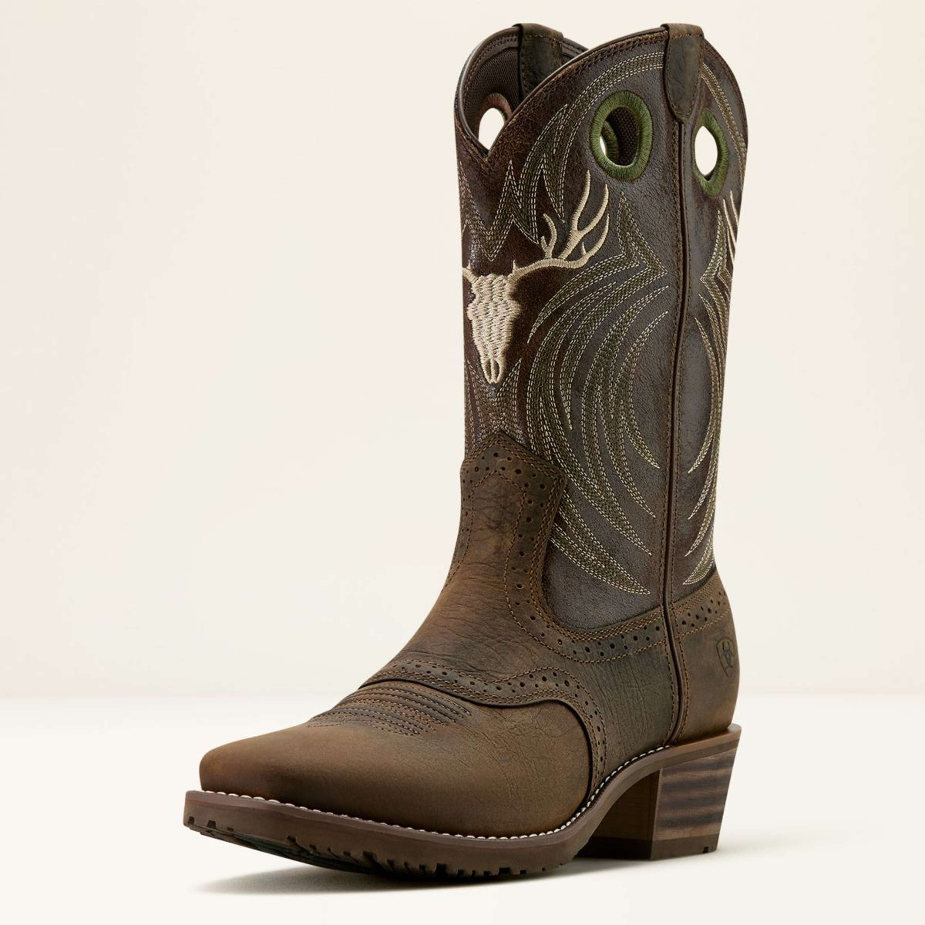 Ariat Western Boots Hybrid Roughstock Antler Men Wild Taupe/Espresso
