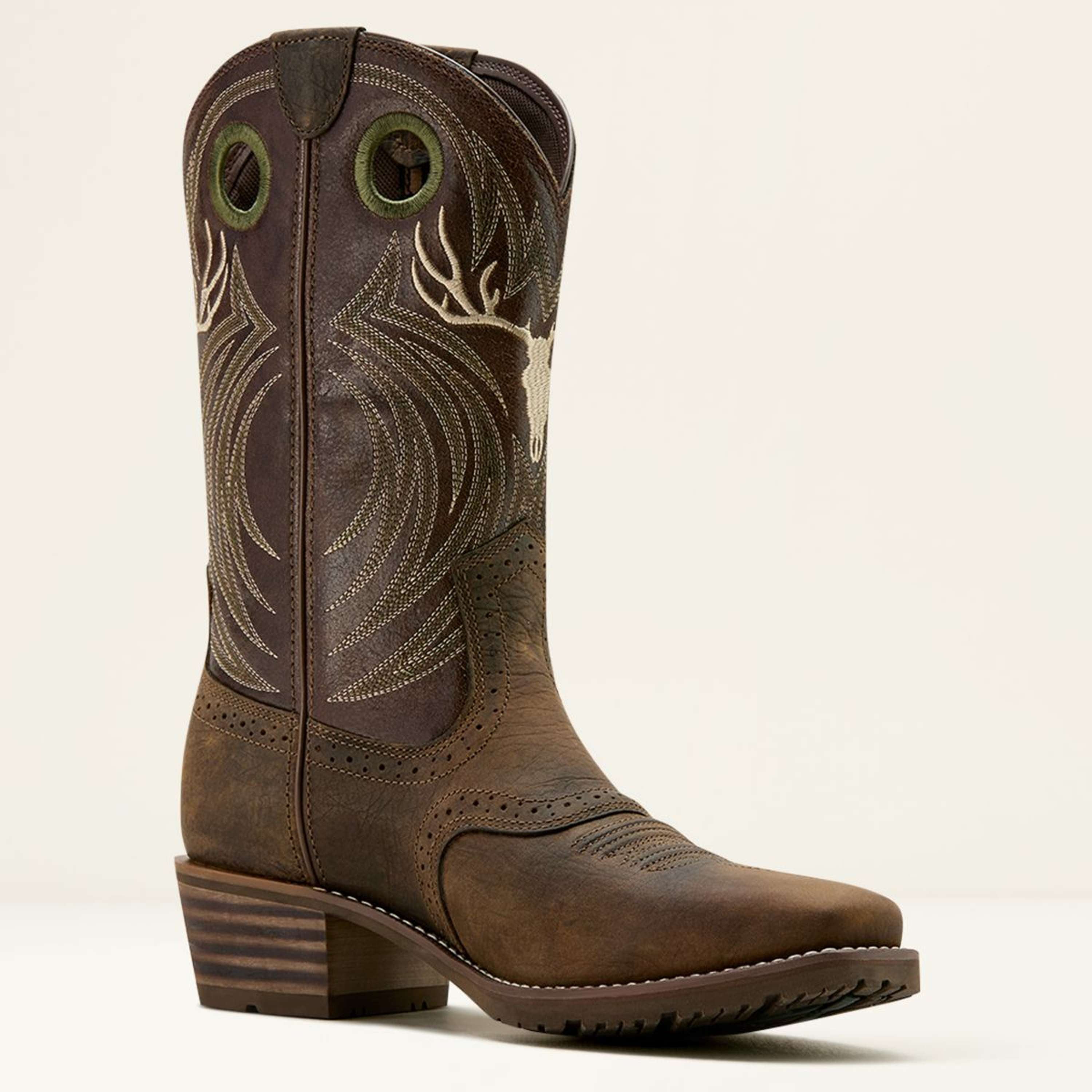 Ariat Western Boots Hybrid Roughstock Antler Men Wild Taupe/Espresso