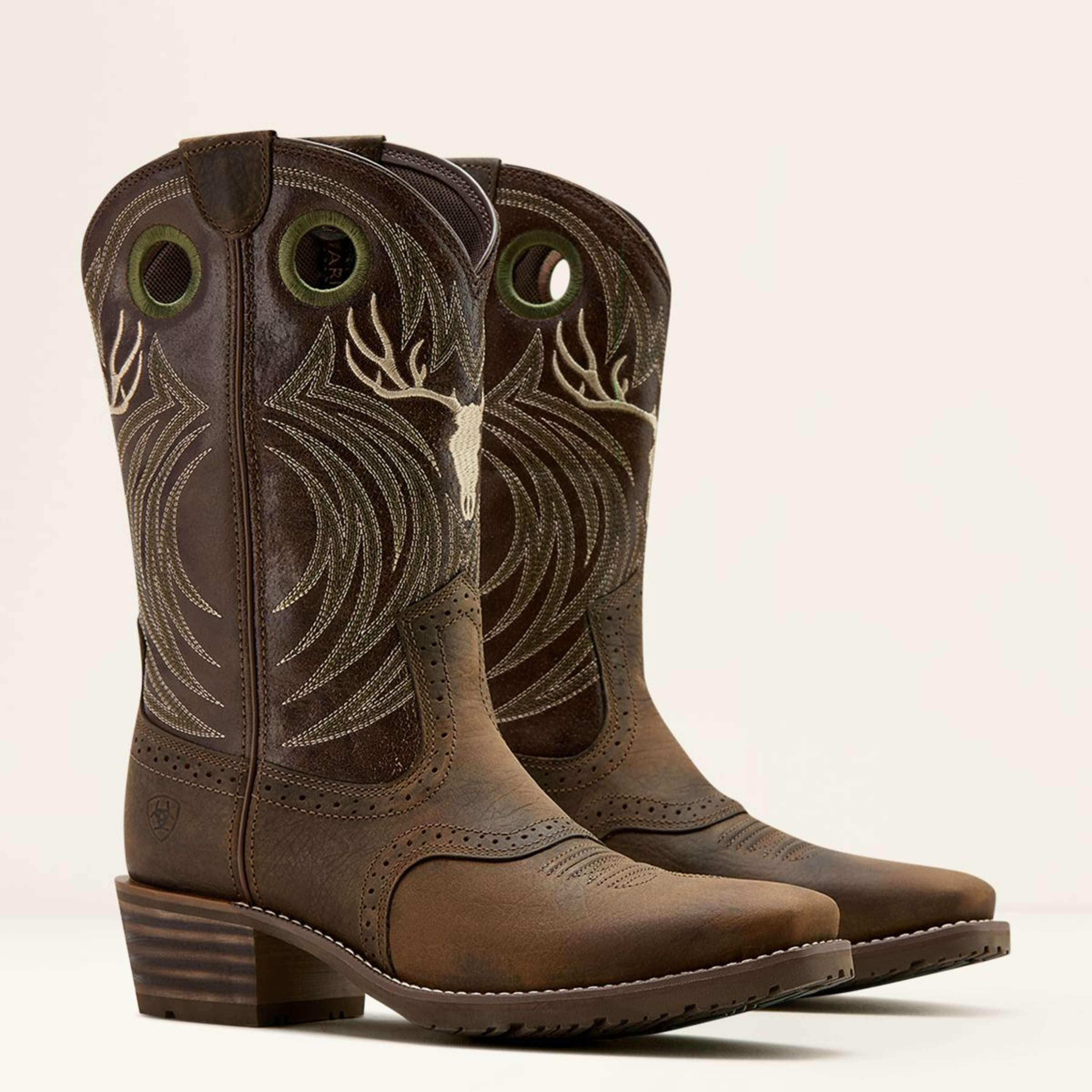 Ariat Western Boots Hybrid Roughstock Antler Men Wild Taupe/Espresso