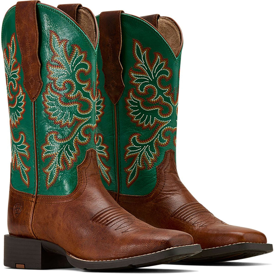 Ariat Western Boots Round Up Stretchfit Women Arizona Brown/Aged Jade