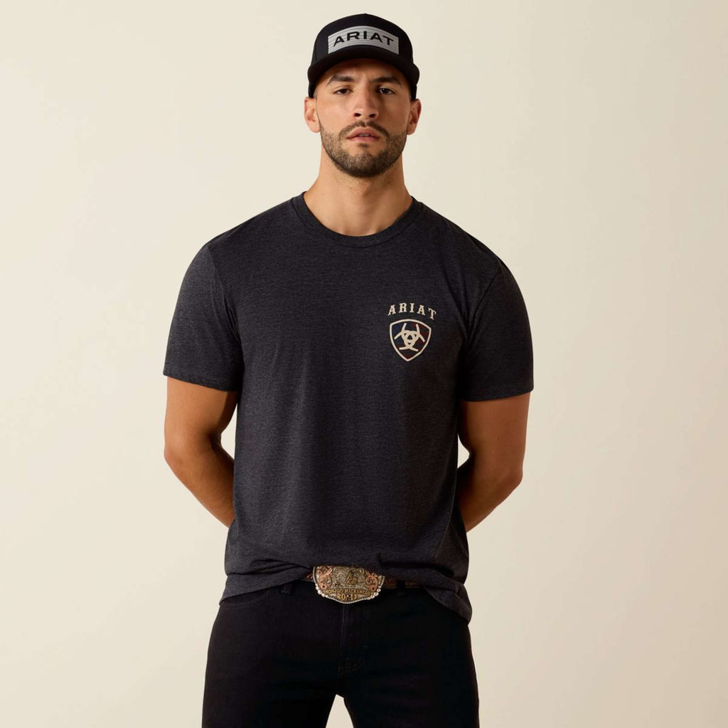 Ariat T-Shirt American Bison Tee Men Charcoal Heather