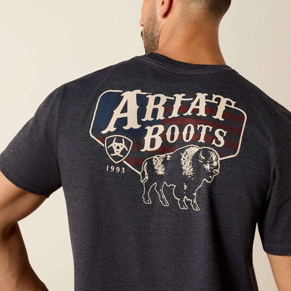Ariat T-Shirt American Bison Tee Men Charcoal Heather