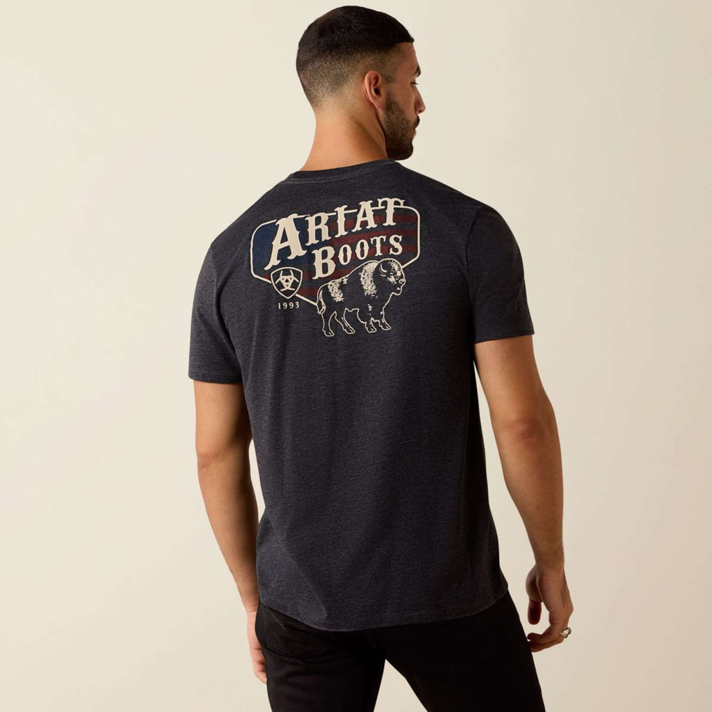 Ariat T-Shirt American Bison Tee Men Charcoal Heather