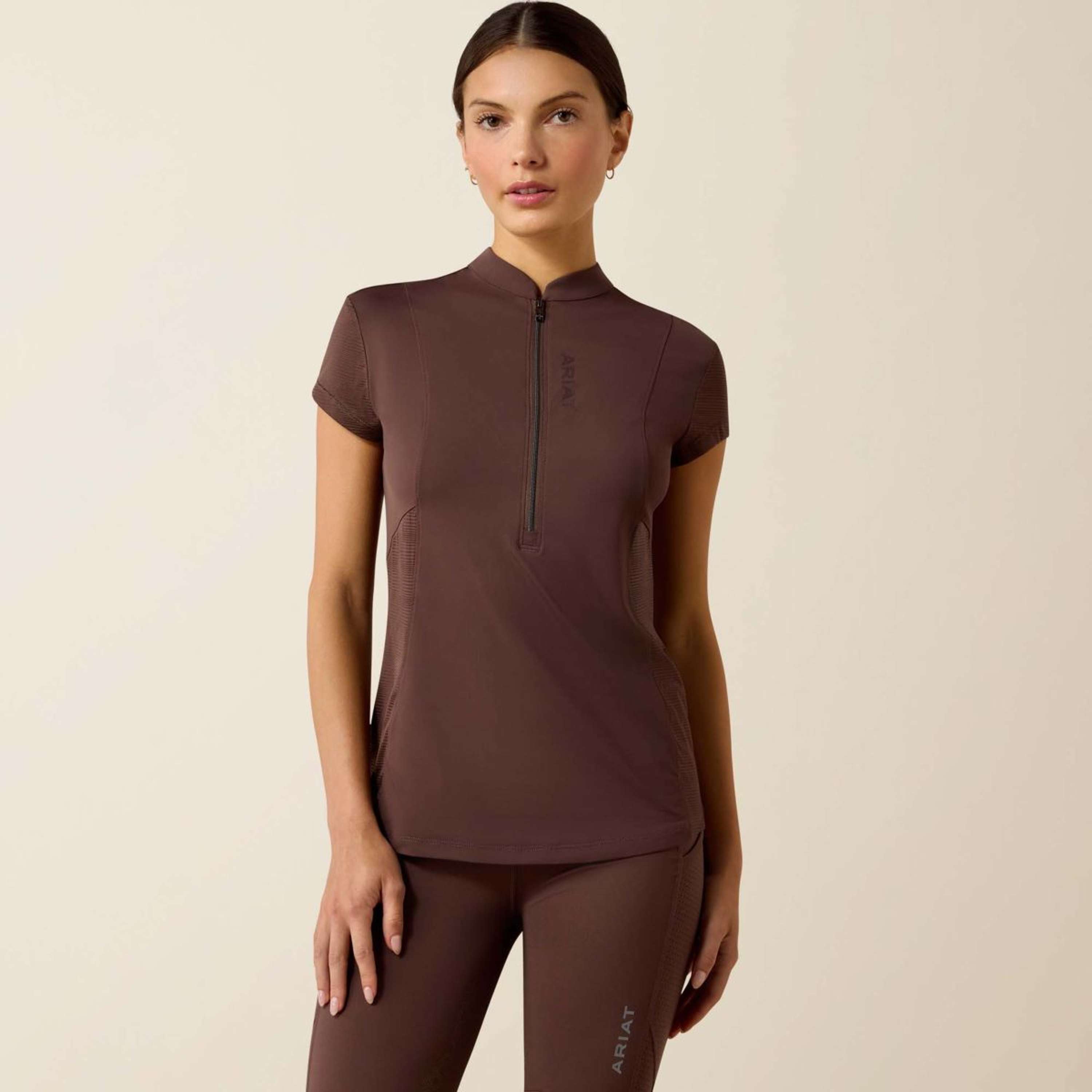 Ariat T-Shirt Breathe 1/2 Zip Women Pommel Brown