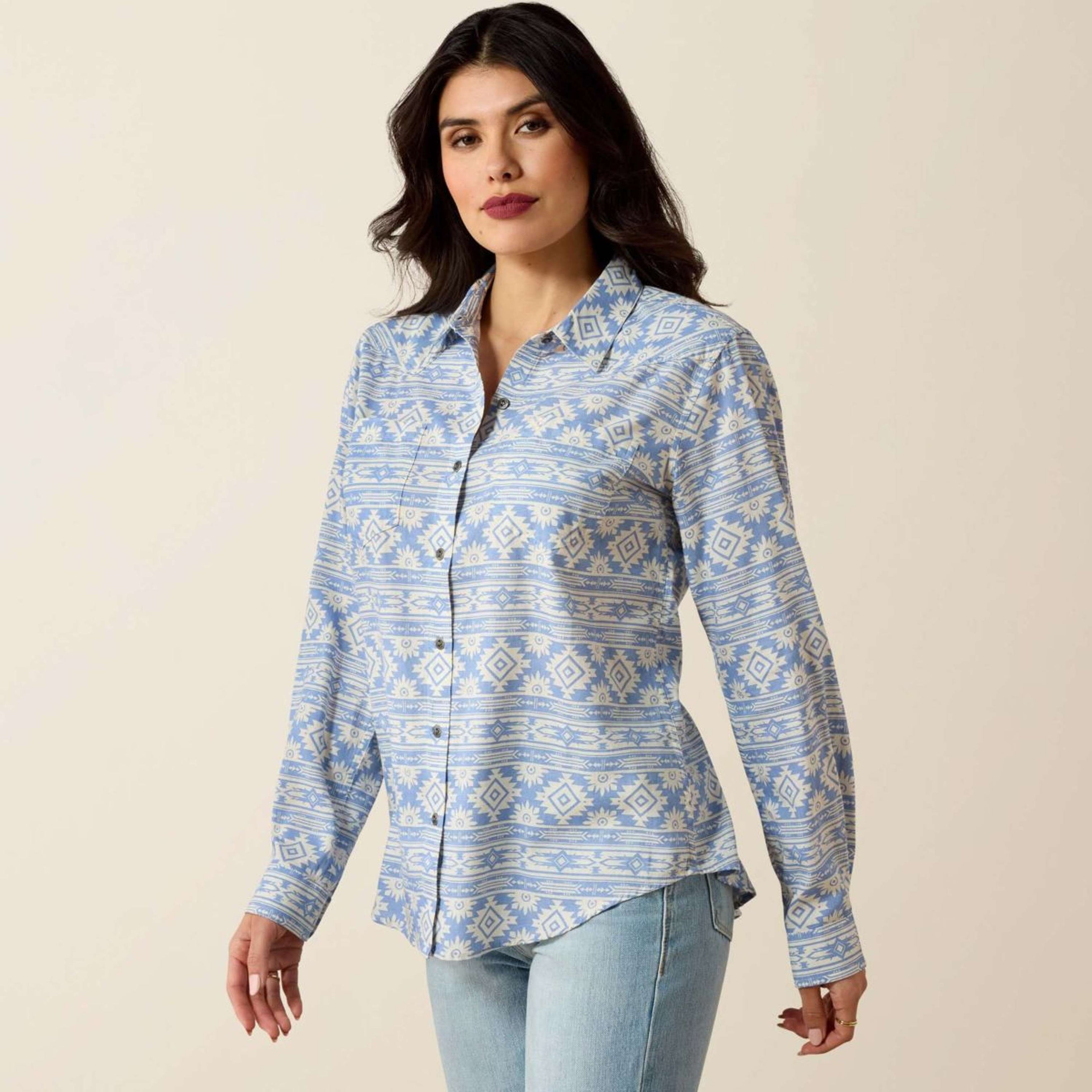 Ariat Blouse Billie Jean Women Ashleigh Blue Crystal Southwes