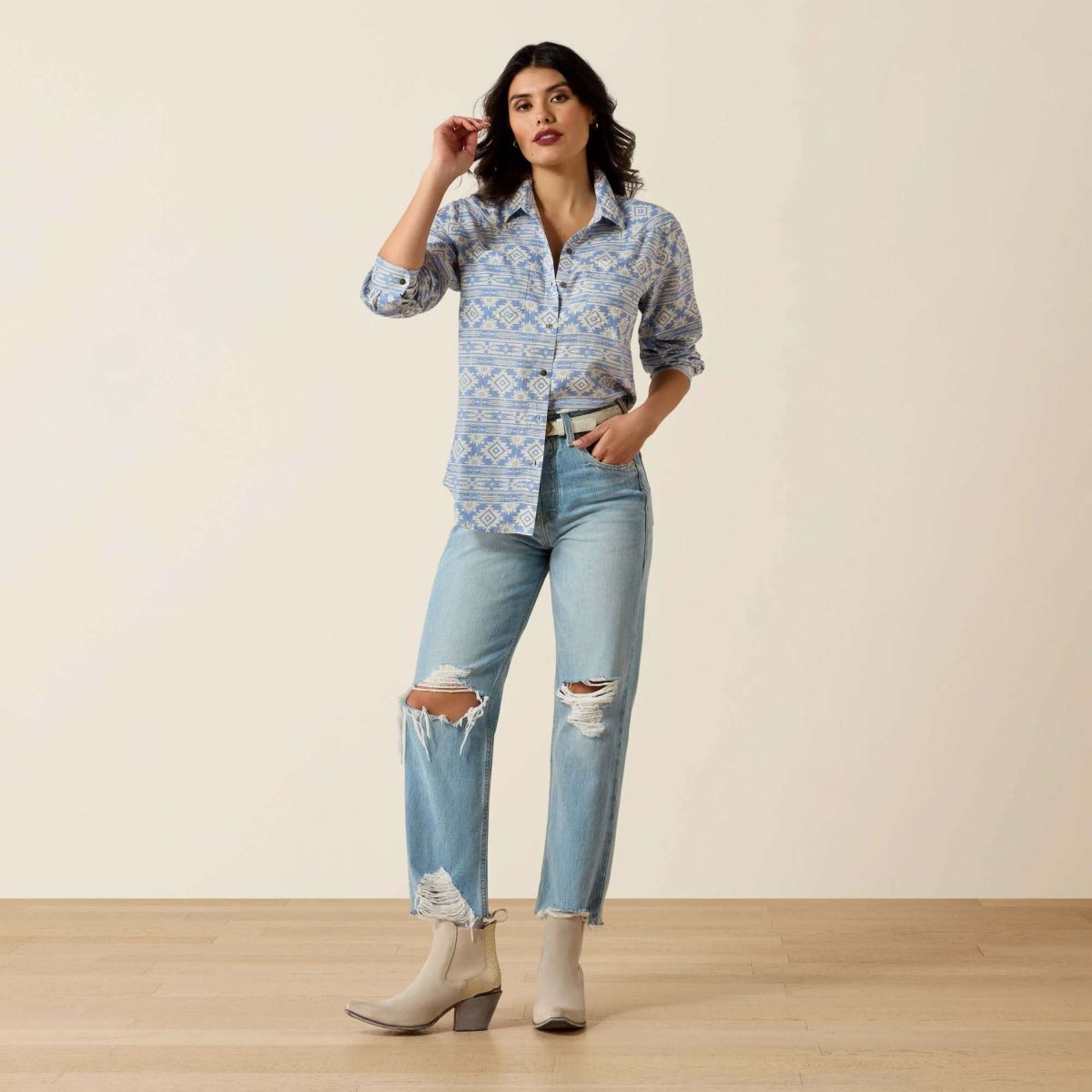 Ariat Blouse Billie Jean Women Ashleigh Blue Crystal Southwes