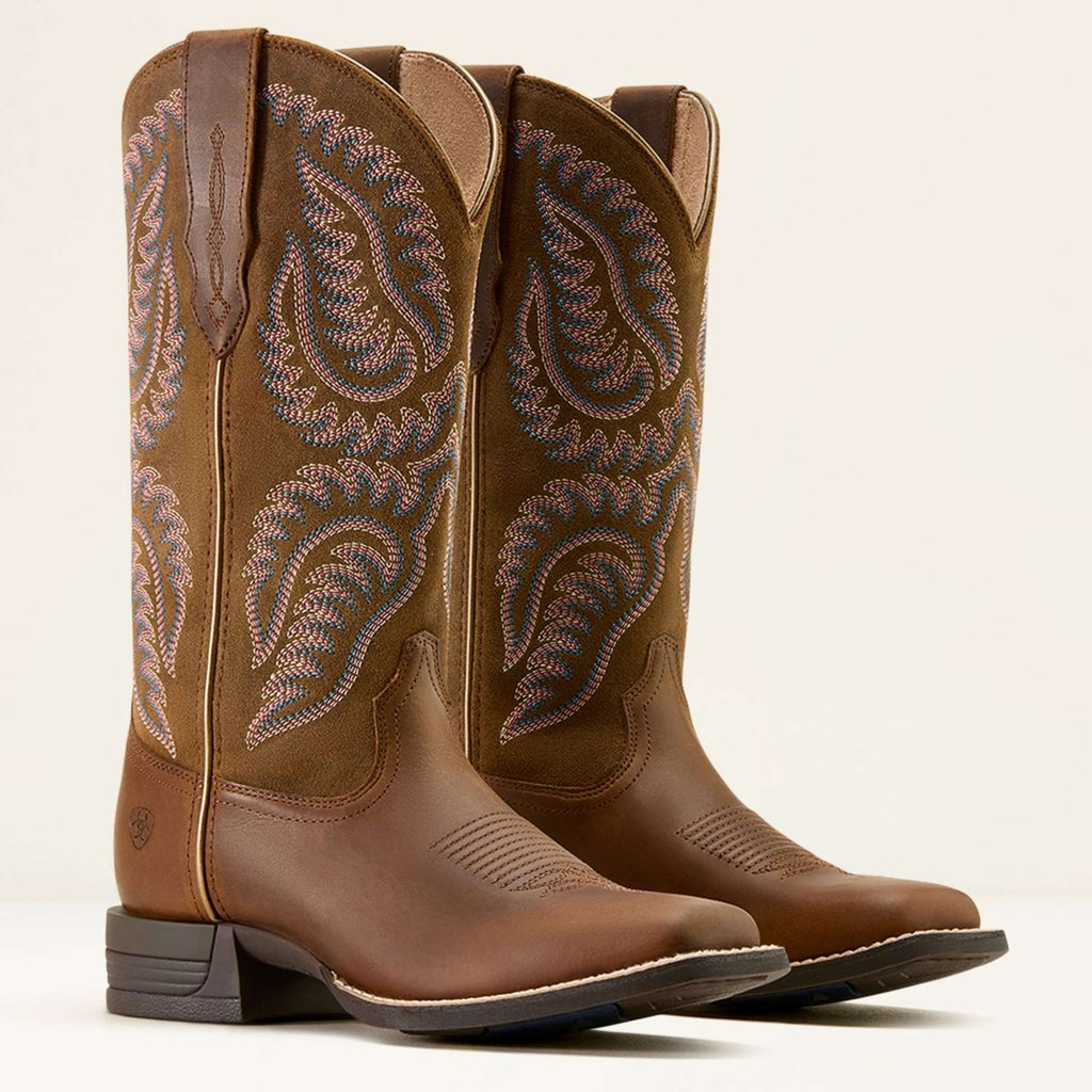 Ariat Western Boots Cattle Caite Women Distressed Brown/Adobe Clay