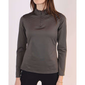 Montar Poloshirt Hilma Tone in Tone Crystals Long Sleeves Grey