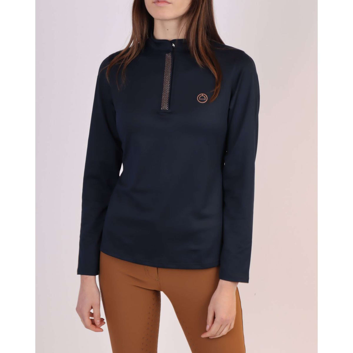 Montar Shirt Briella Rosegold Crystals Long Sleeves Dark Navy