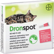 Bayer Dronspot Medium Cats 60 mg/15 mg >2,5-5 kg 2Pip