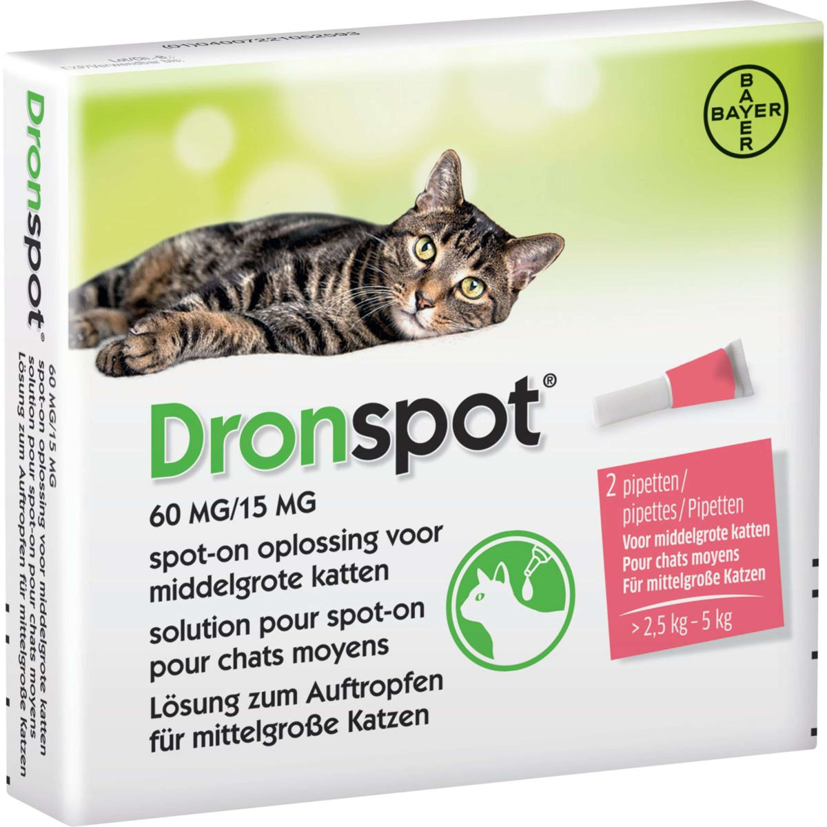 Bayer Dronspot Medium Cats 60 mg/15 mg >2,5-5 kg 2Pip