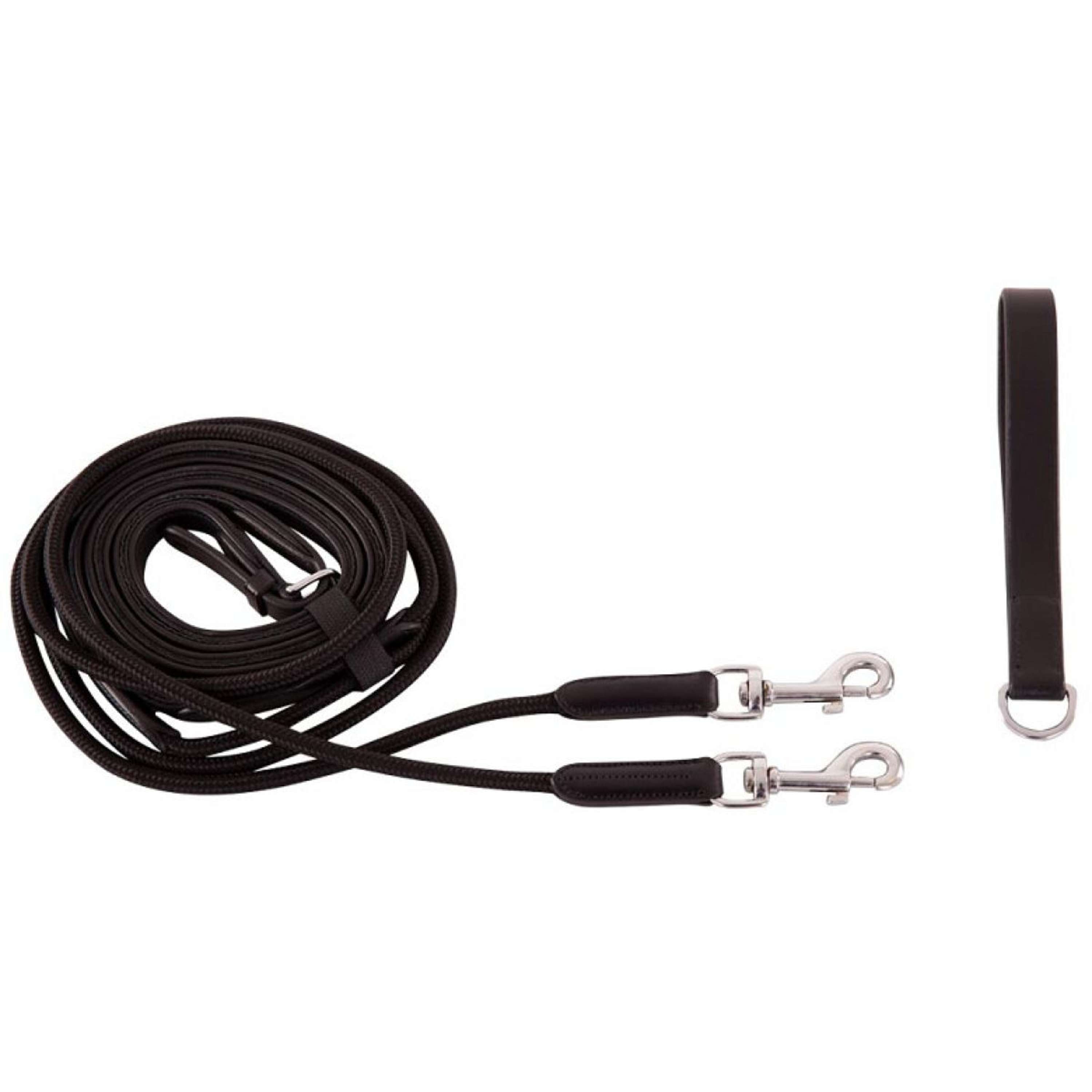 BR Draw Reins Norwich Soft Leather + Cord Black/Silver