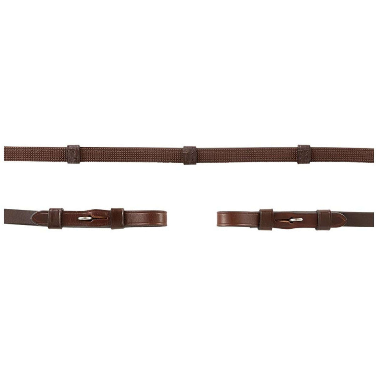 BR Reins Rubber with Stoppers Oak/Silver