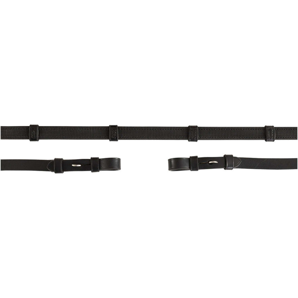 BR Reins Leather with Stoppers Black/Silver
