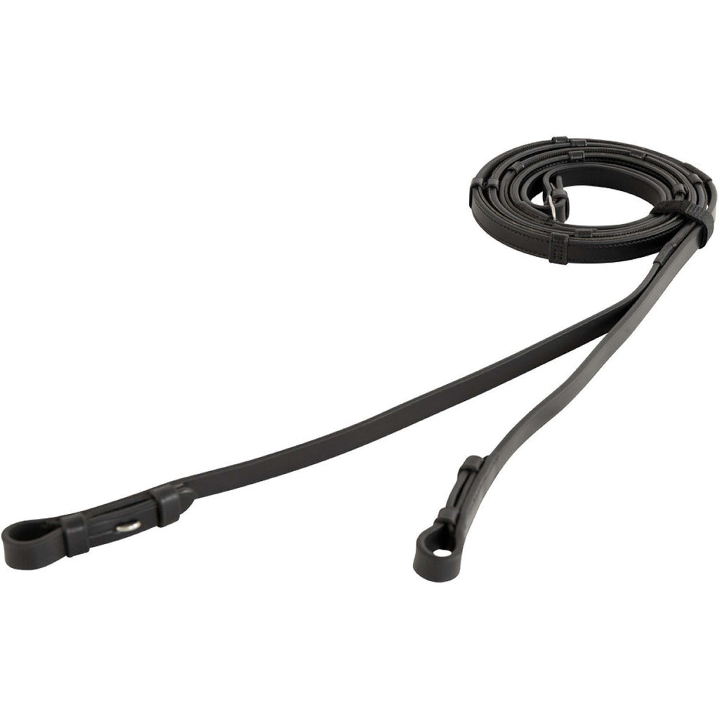 BR Reins Leather with Stoppers Black/Silver