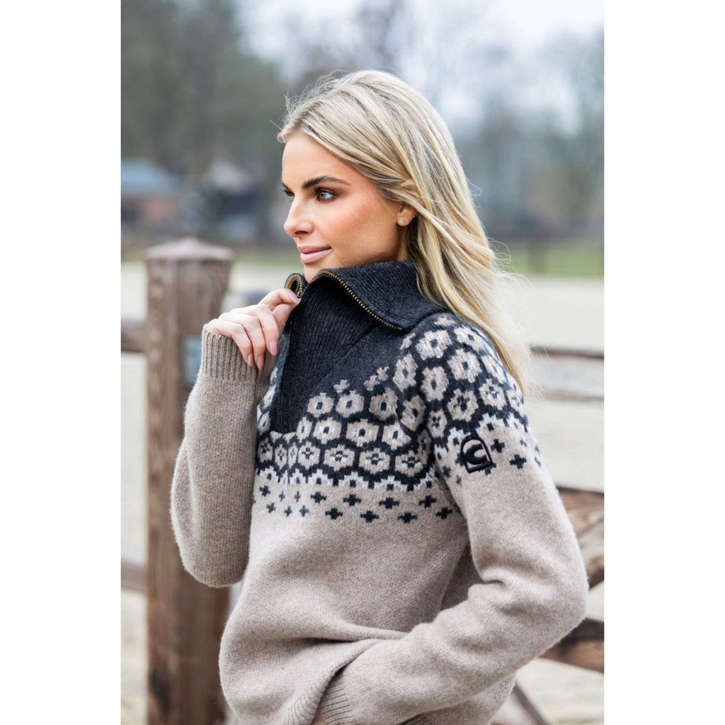 Cavallo Pullover Cavalleara with Zipper Peanut
