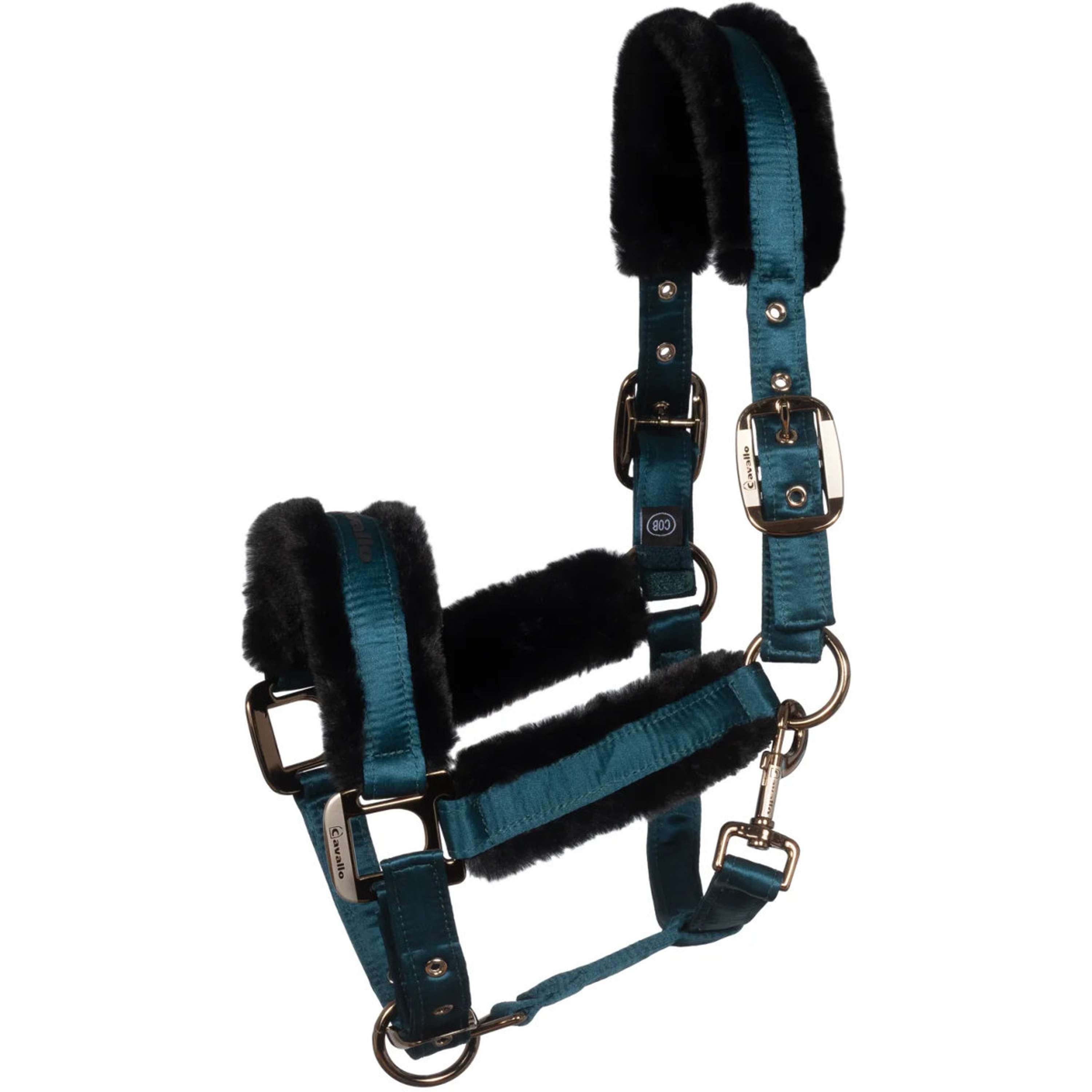 Cavallo Halter CavalJero with Fur Dark Peacock