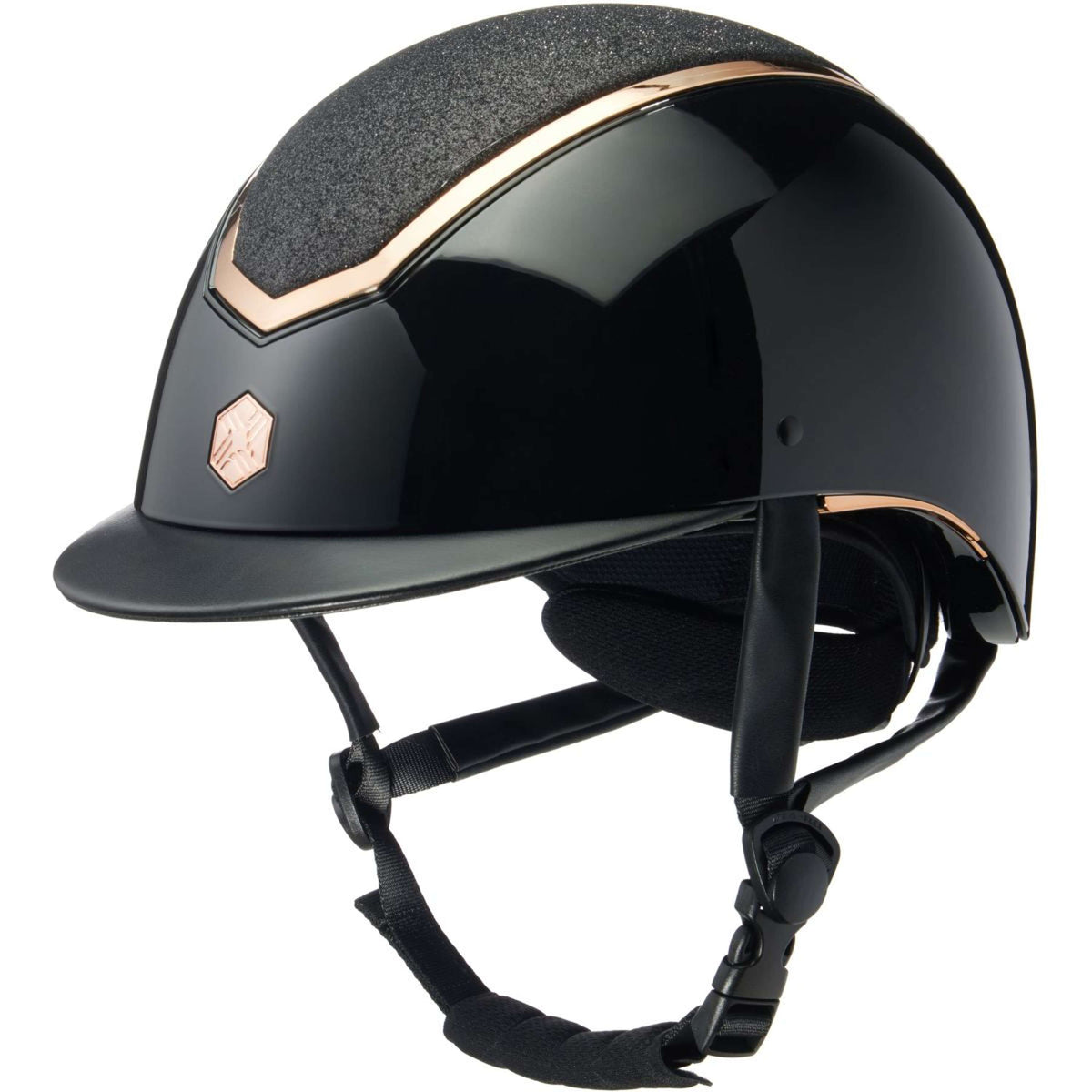 Charles Owen Cap Kylo Sparkly Black Gloss/Rose Gold