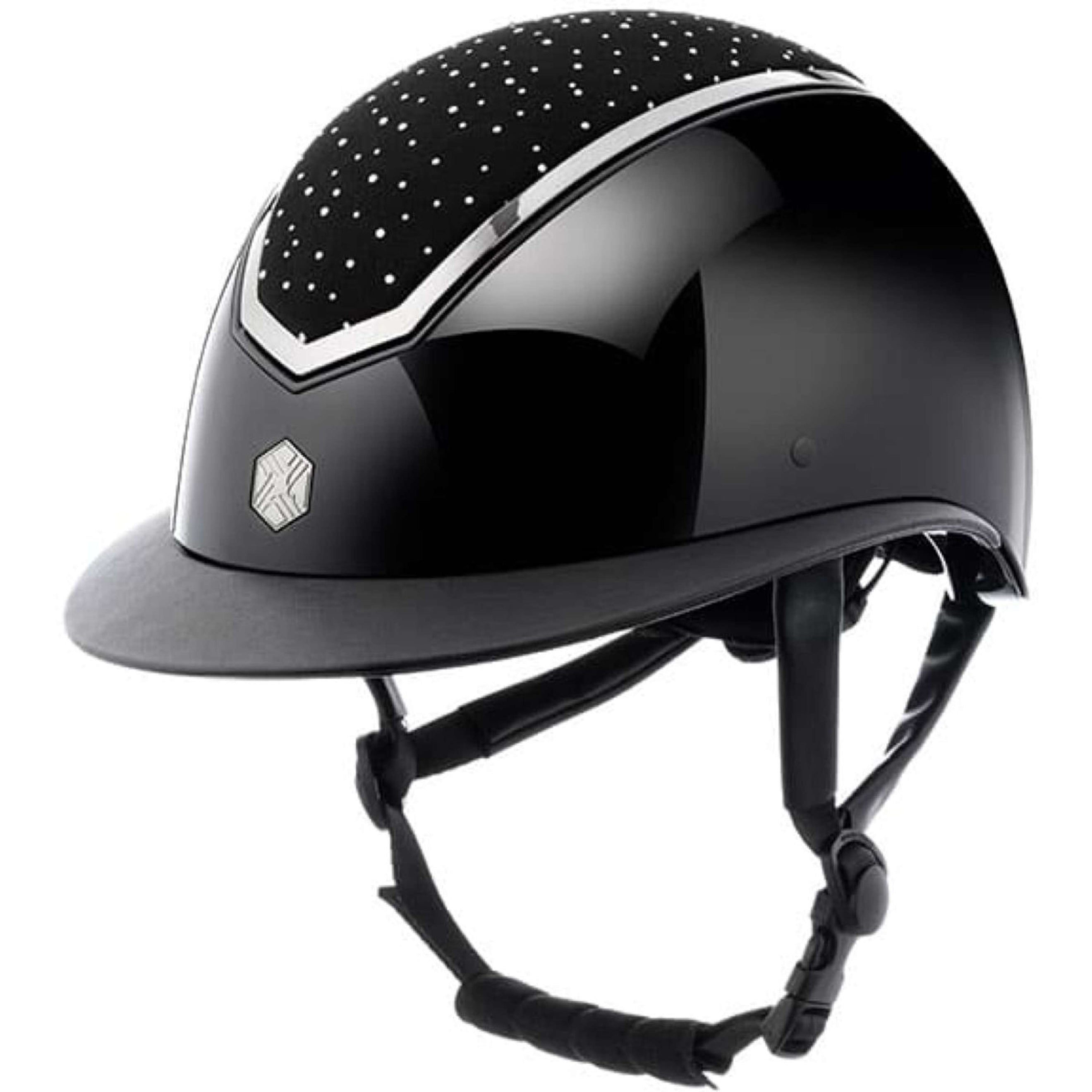 Charles Owen Cap Kylo Crystal Wide Peak Black Gloss/Chrome