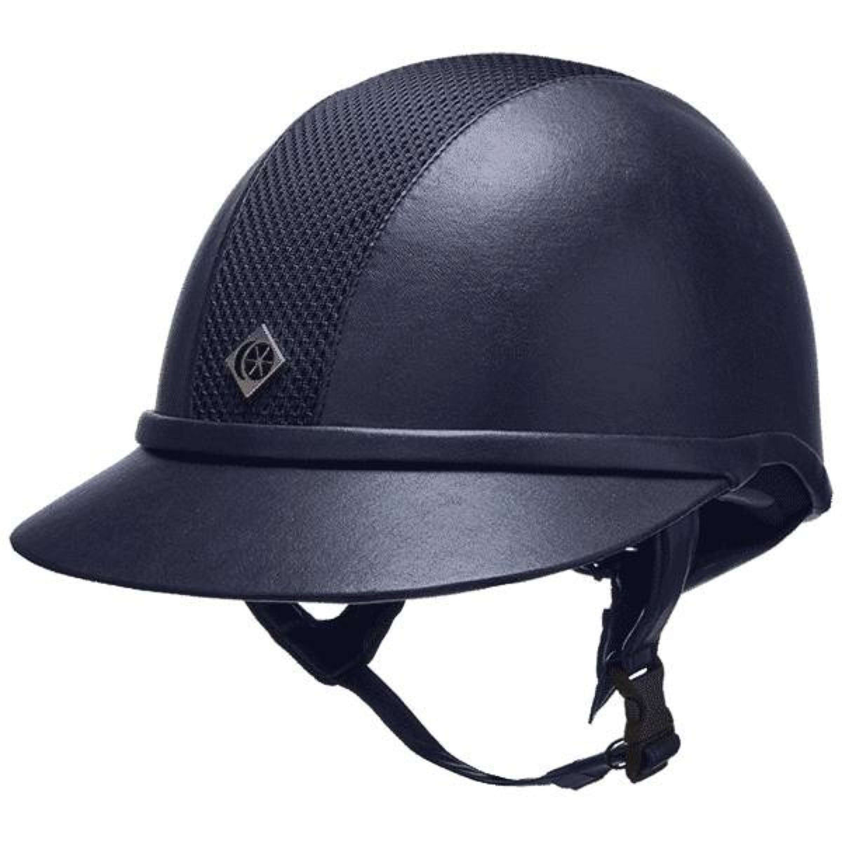 Charles Owen Cap SP8 Plus Leather Look Navy