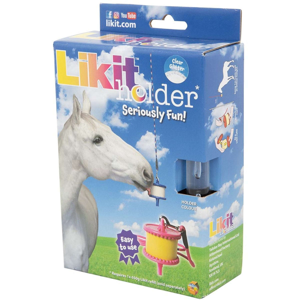 Likit Holder with a Rope for the Salt Lick Clear Glitter