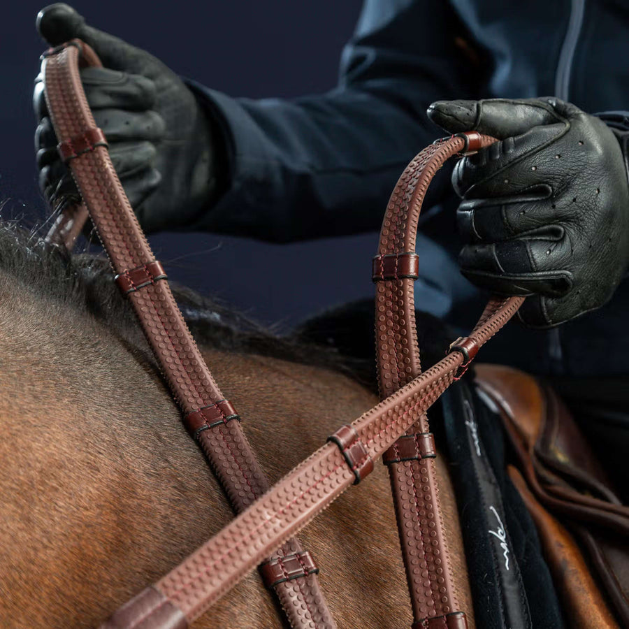 Dyon Reins 7 Loops New English Collection 1/2 Rubber Brown
