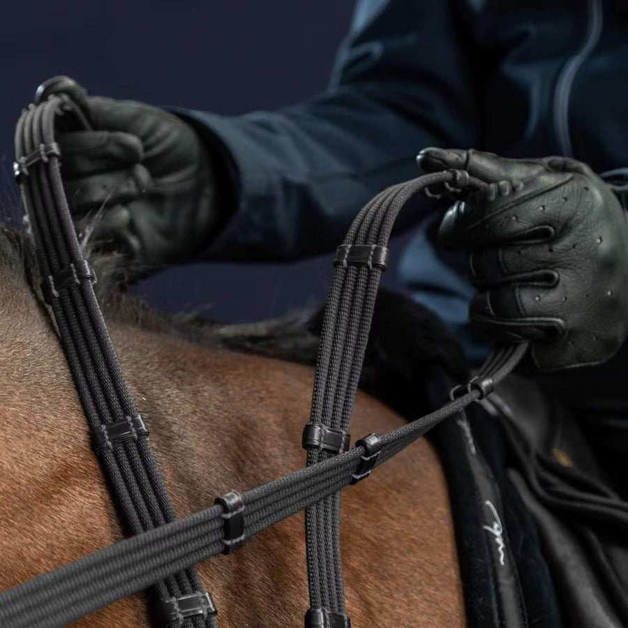 Dyon Reins 9 Loops New English Collection 5/8 Rubber Black