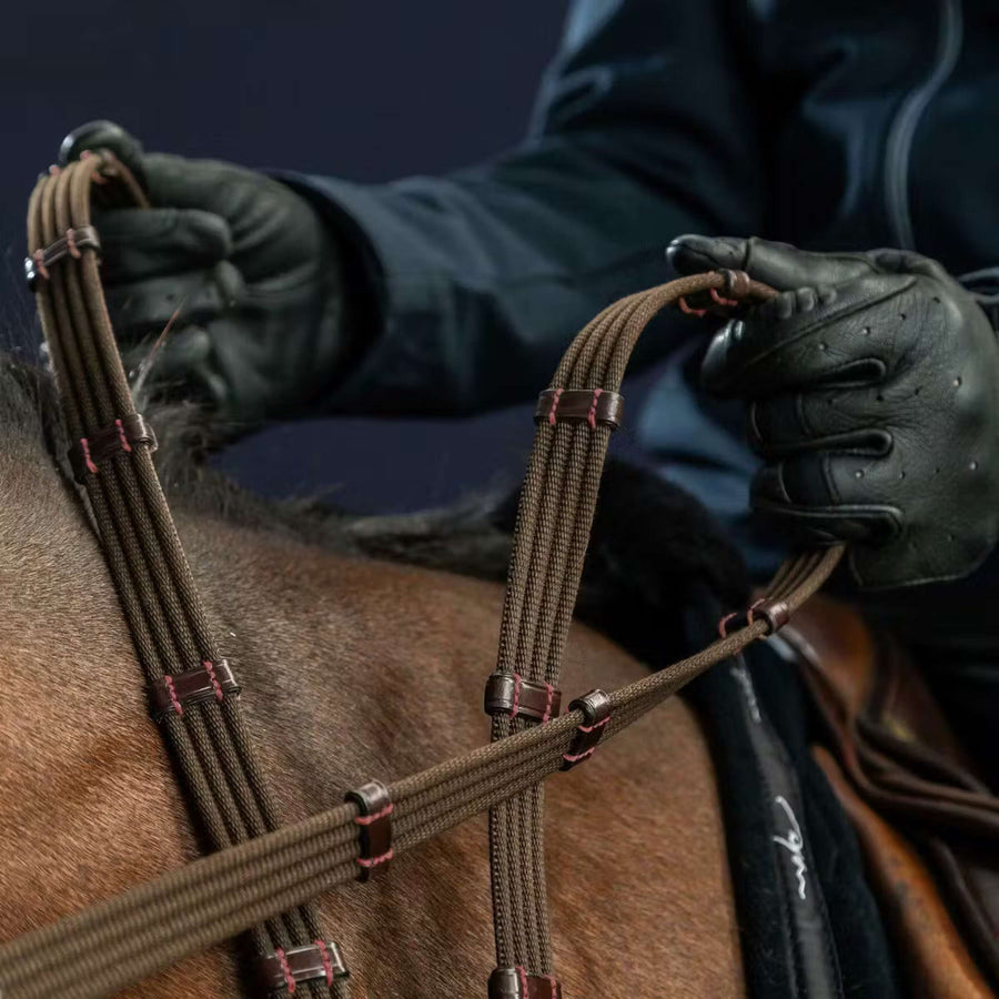 Dyon Reins 9 Loops New English Collection 5/8 Rubber Brown