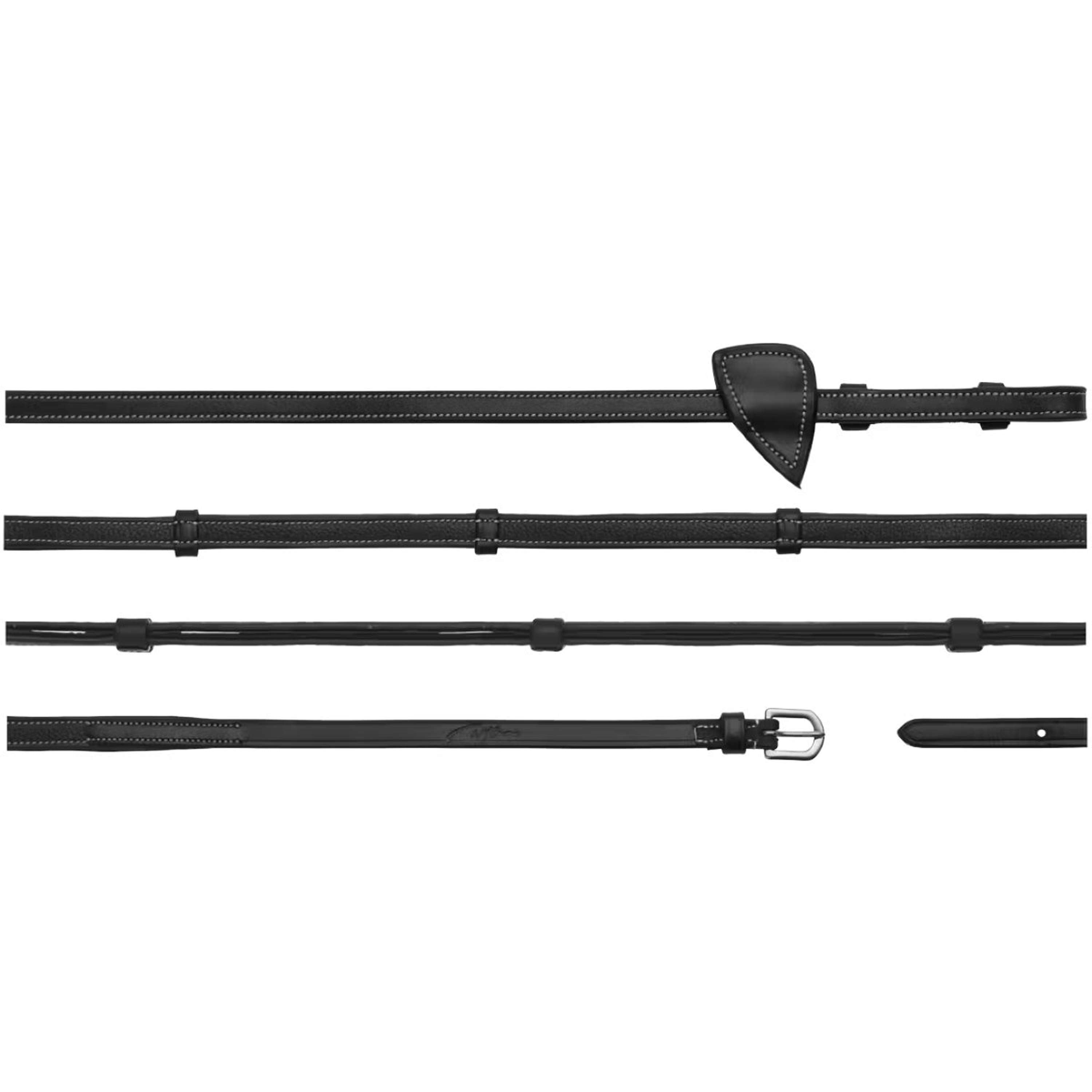 Dyon Reins Leather Working Collection 1/2 with Handles Black