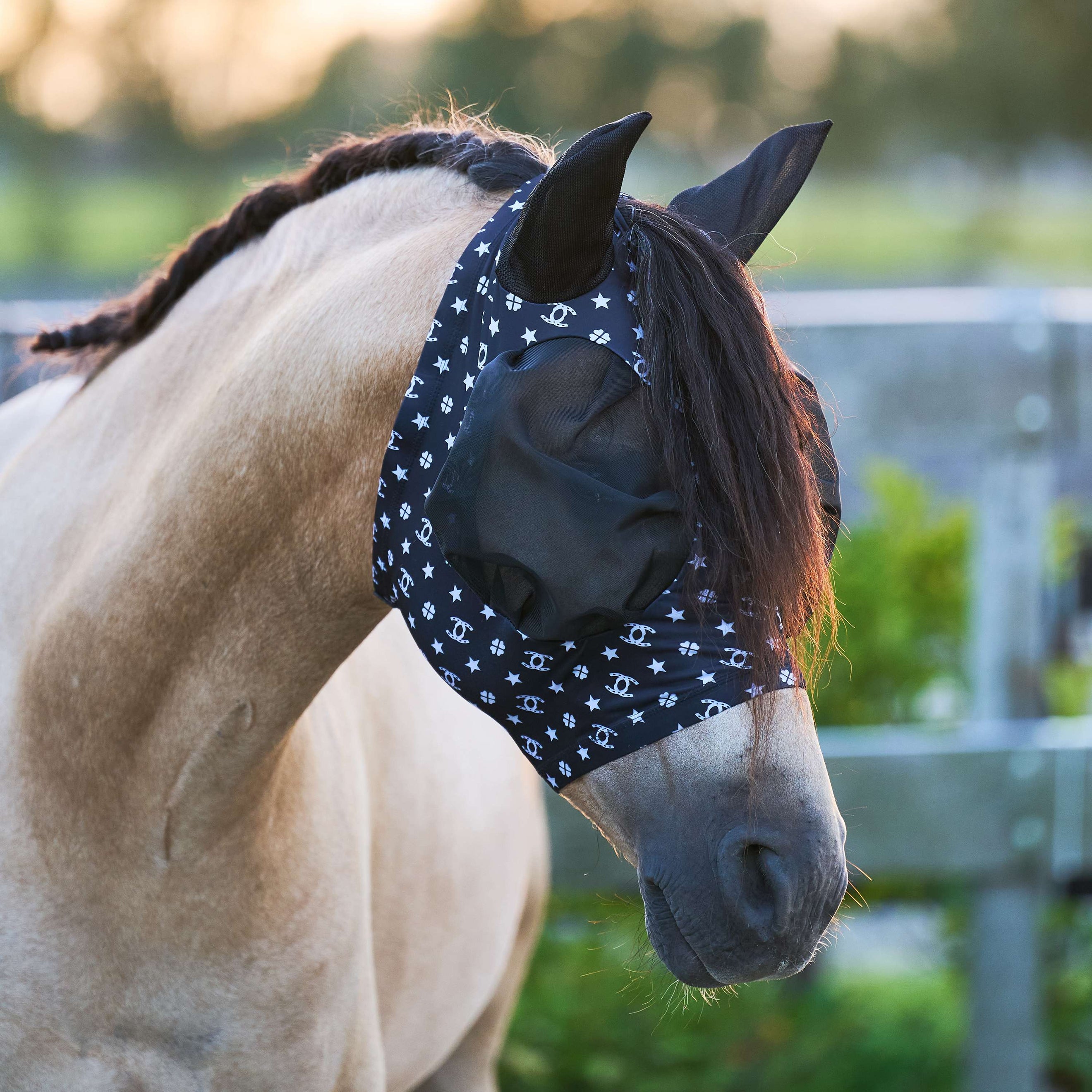 Imperial Riding Fly Mask IRHTrail Ride Black AOP