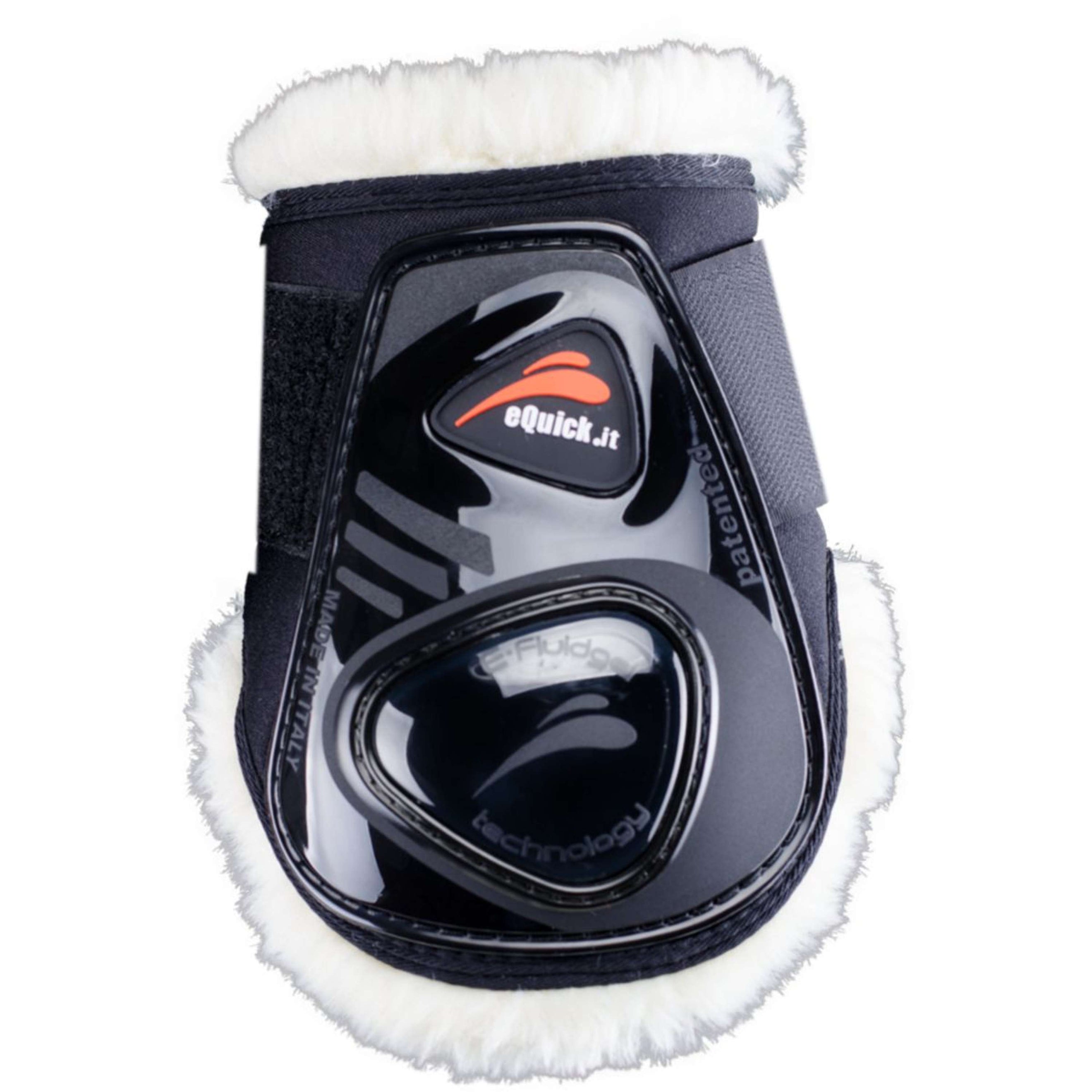 eQuick Fetlock Boots eShock Rear Velcro Fluffy Black