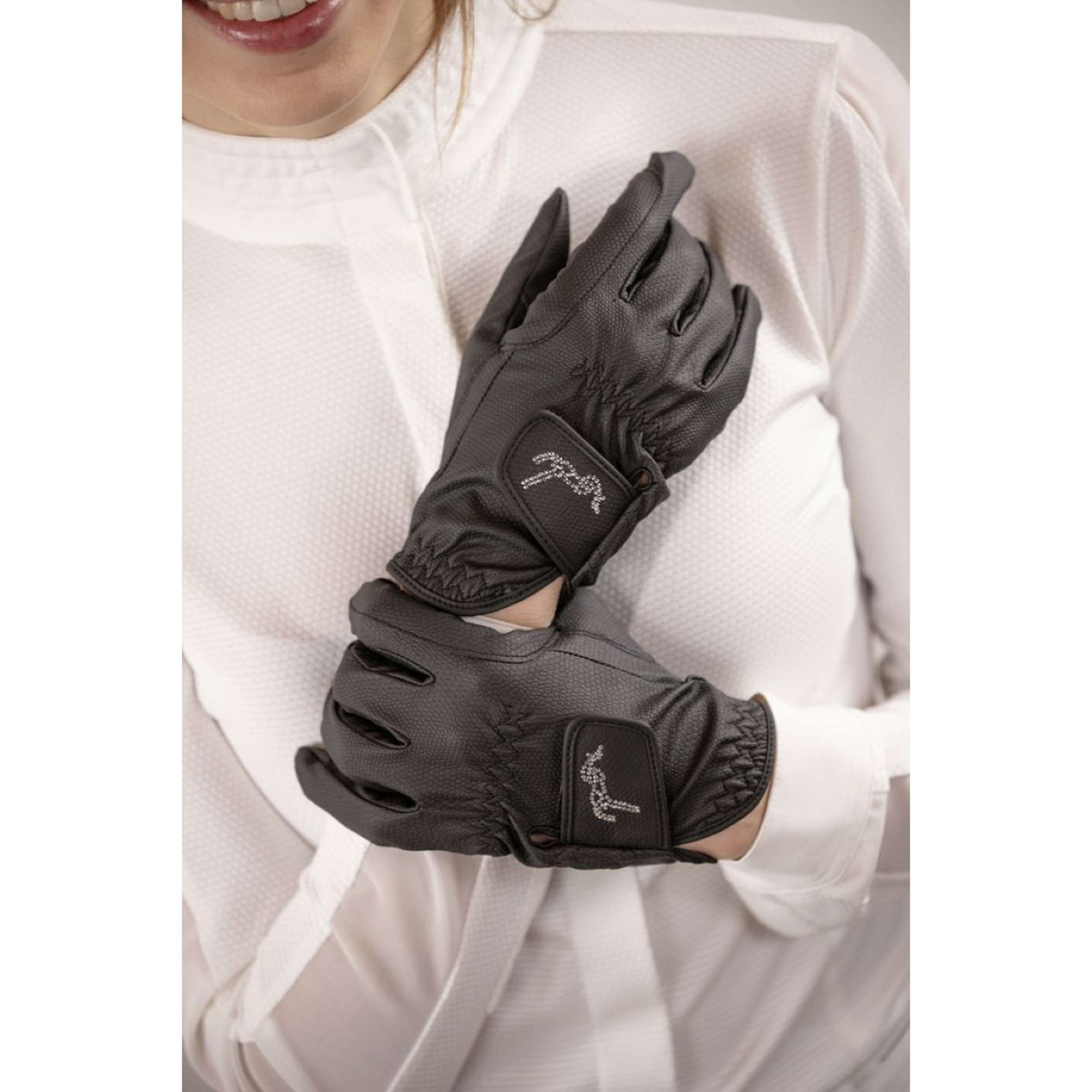 Pénélope Riding Gloves Prisma Strass Black