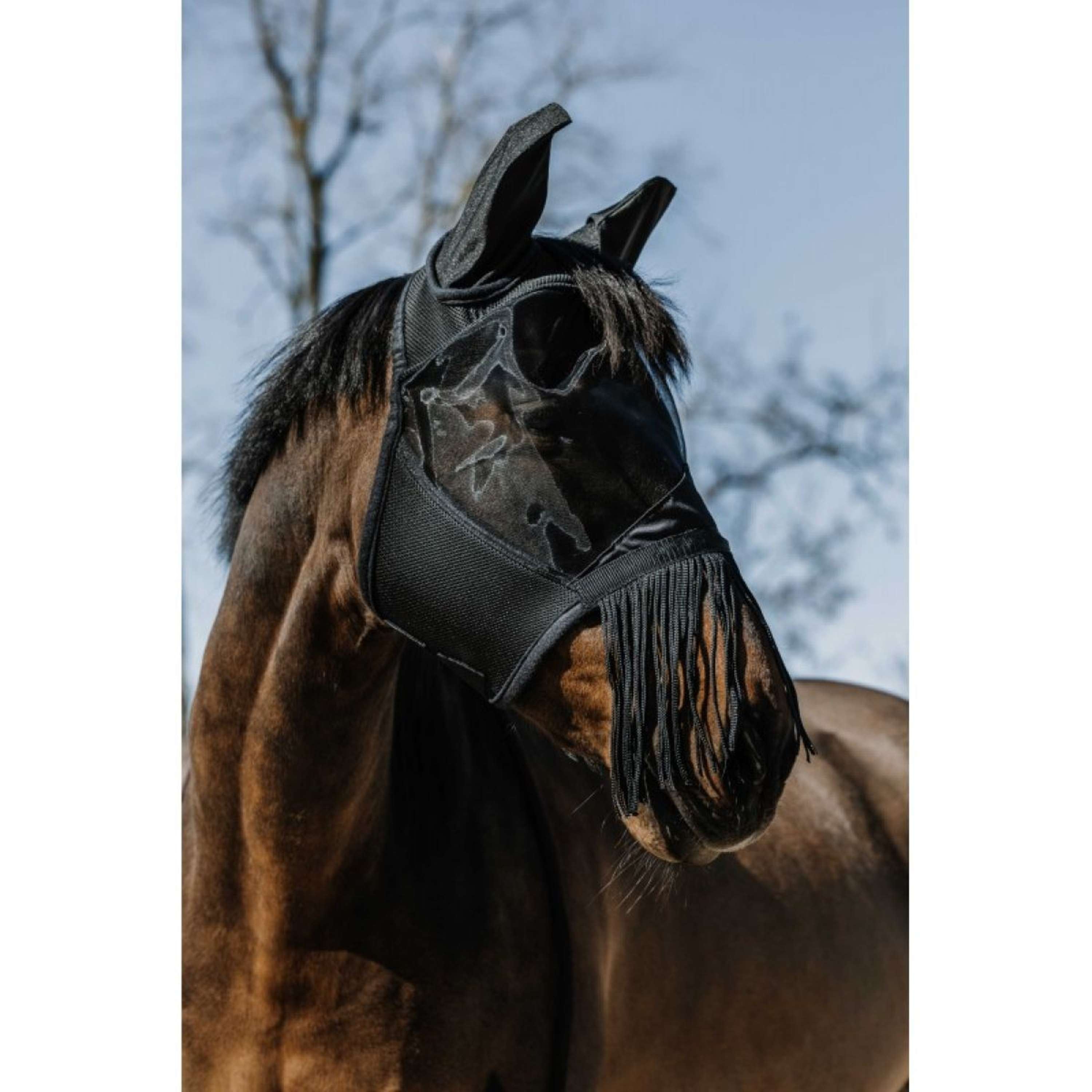 EQUITHÈME Fly Mask Franges with UV Protection Black