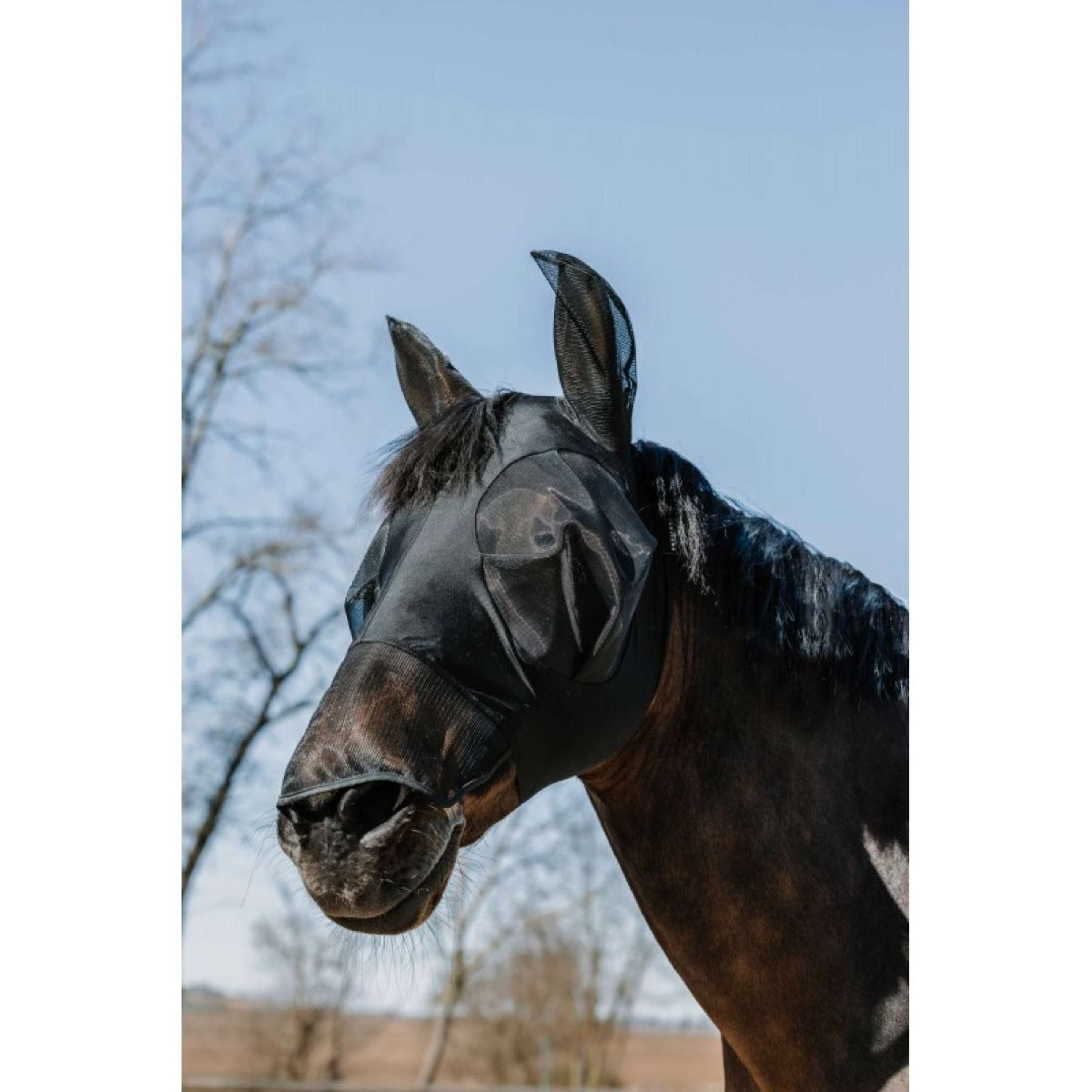 EQUITHÈME Fly Mask Lycra UV protection With Nose Protection Black